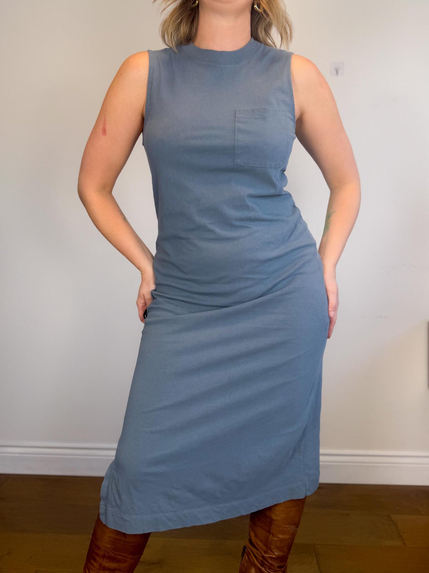 Everlane Tank Dress in Grey Blue (Size L)