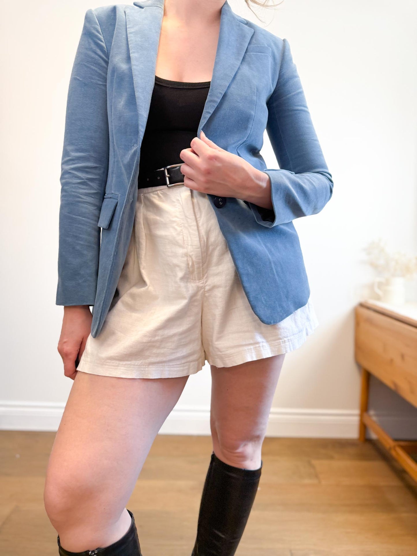 Tibi Designer Velvet Blazer in Blue (Size M)