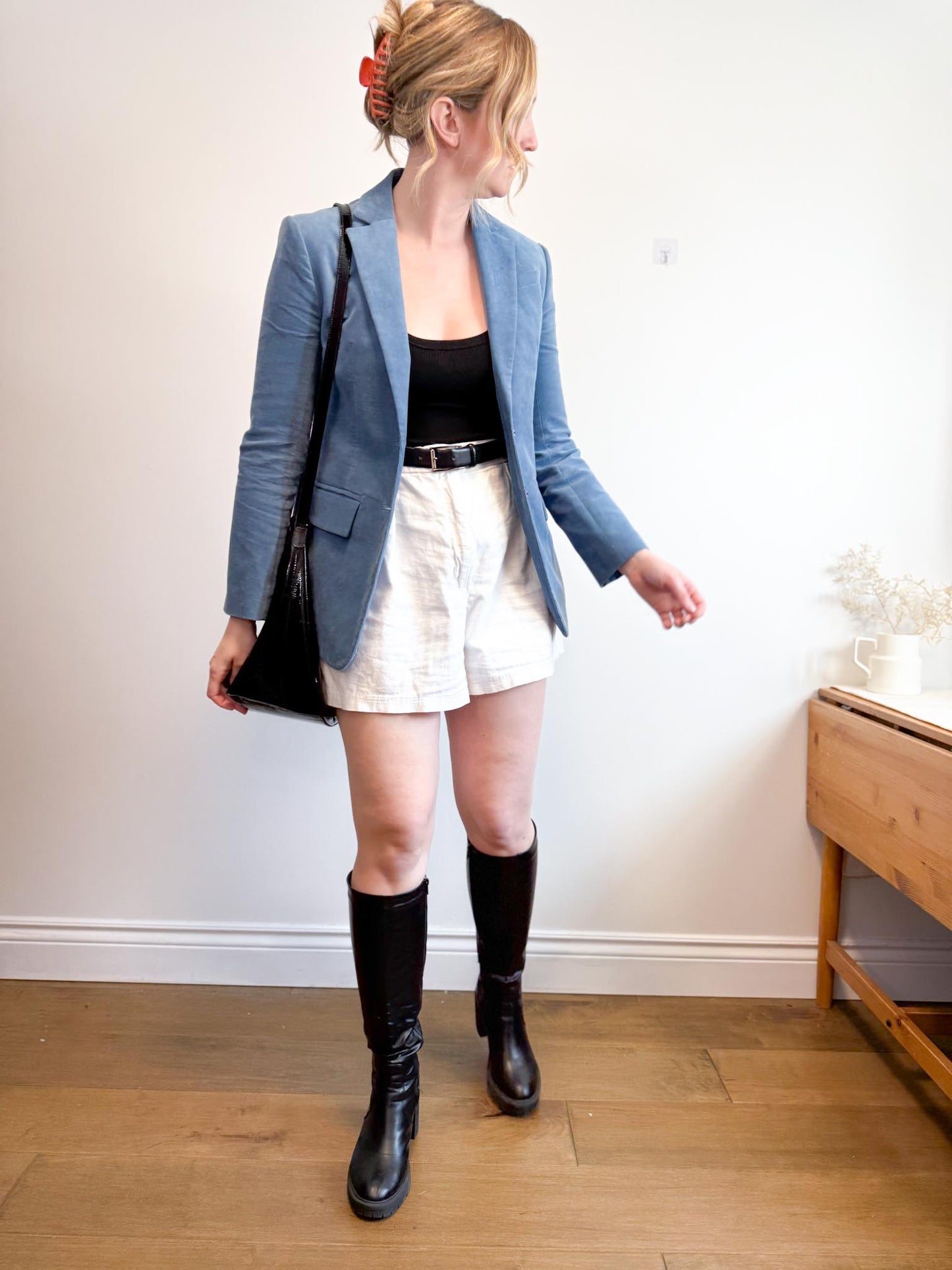 Tibi Designer Velvet Blazer in Blue (Size M)