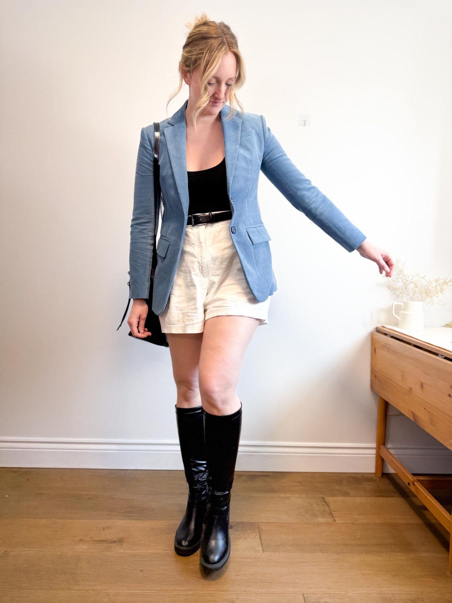 Tibi Designer Velvet Blazer in Blue (Size M)
