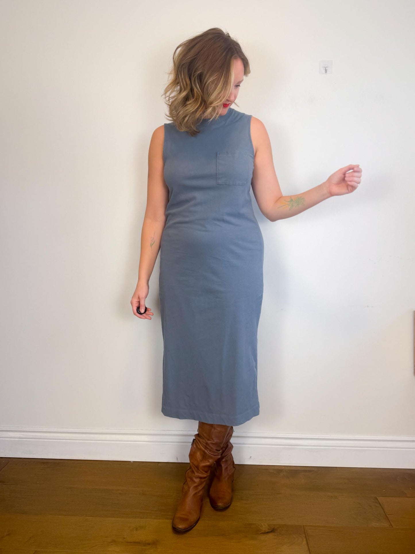 Everlane Tank Dress in Grey Blue (Size L)