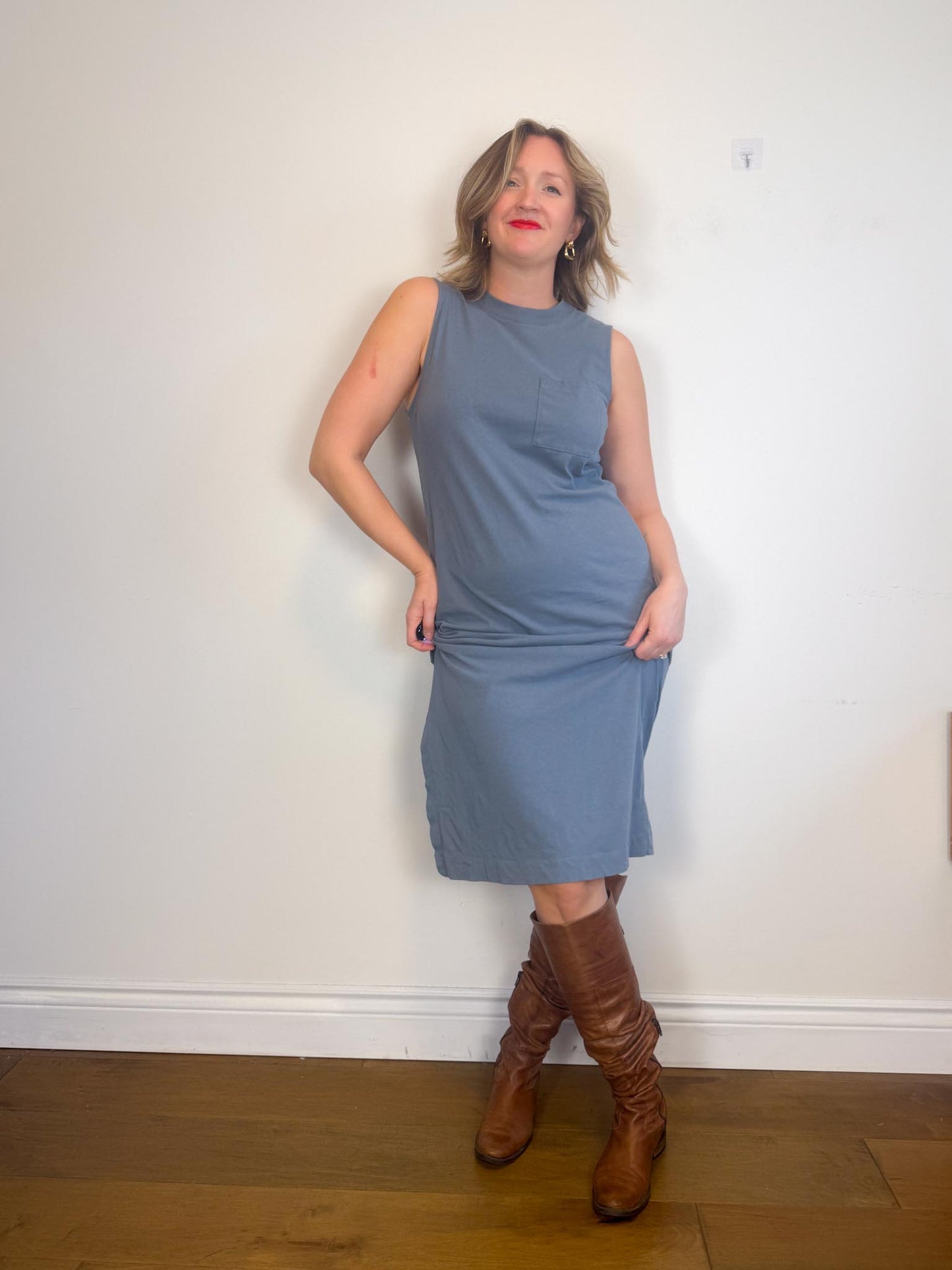 Everlane Tank Dress in Grey Blue (Size L)
