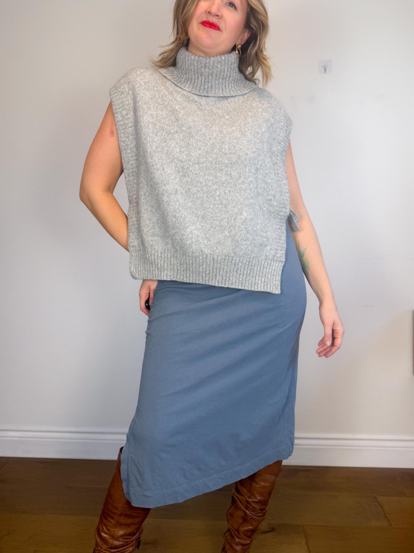 Everlane Tank Dress in Grey Blue (Size L)