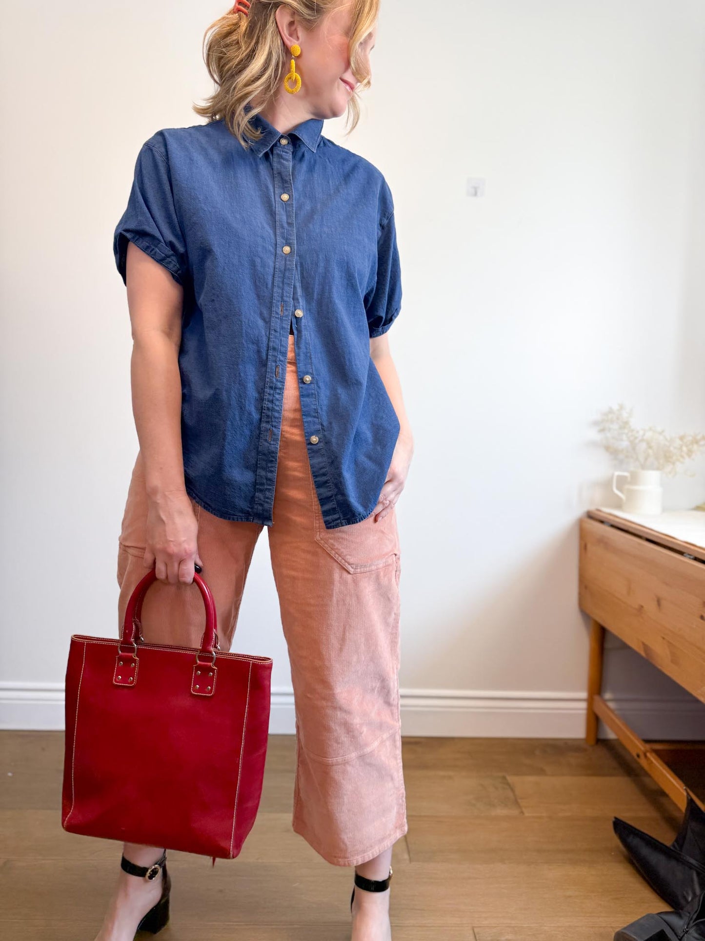 Everlane " The Corduroy Gardner Pant in Coral" (Size 14)
