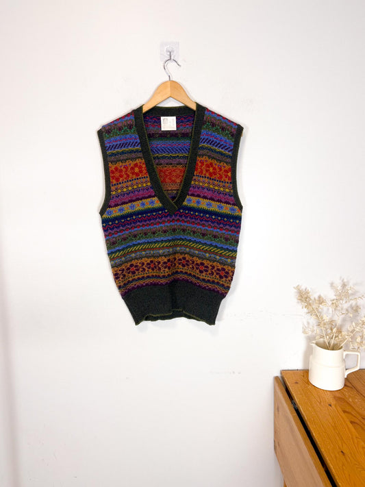 Vintage Multi-Colour Wool Knit Sweater Vest (Size S/M)