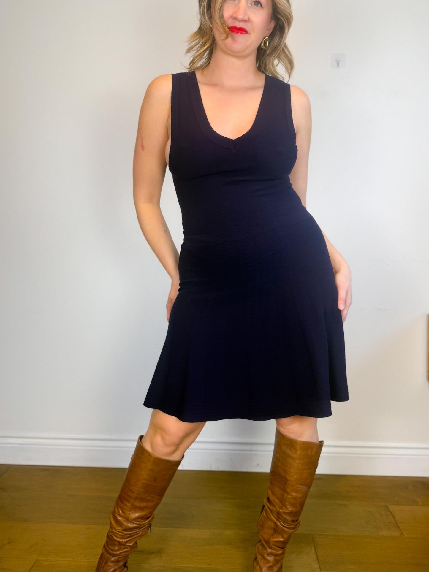 Ca Va De Soi Sustainable Knit "Margot Dress in Dark Plum" (Size M/L)