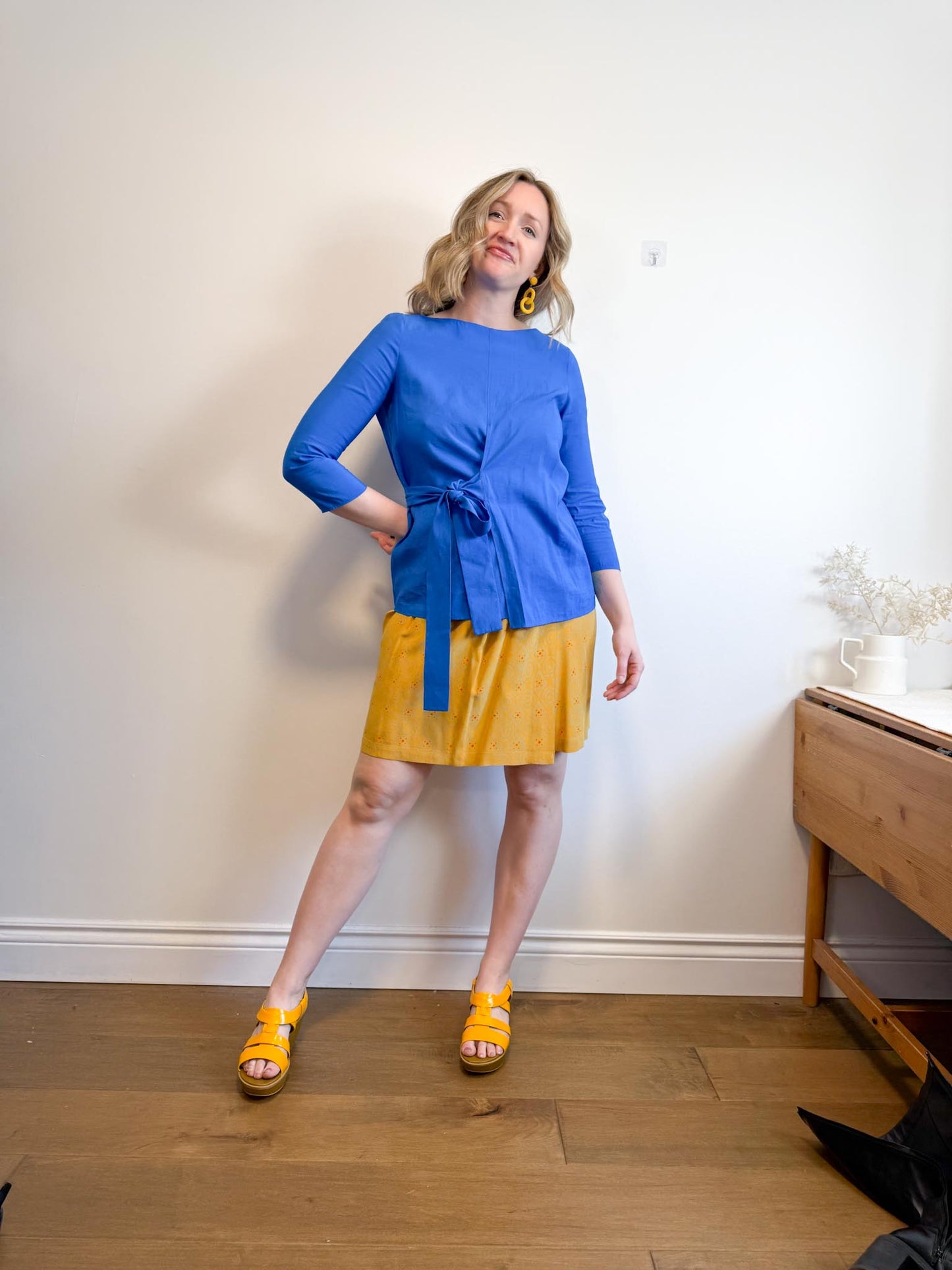 COS Wrap Style 3/4 Sleeve Blouse in Royal Blue (Size 8)