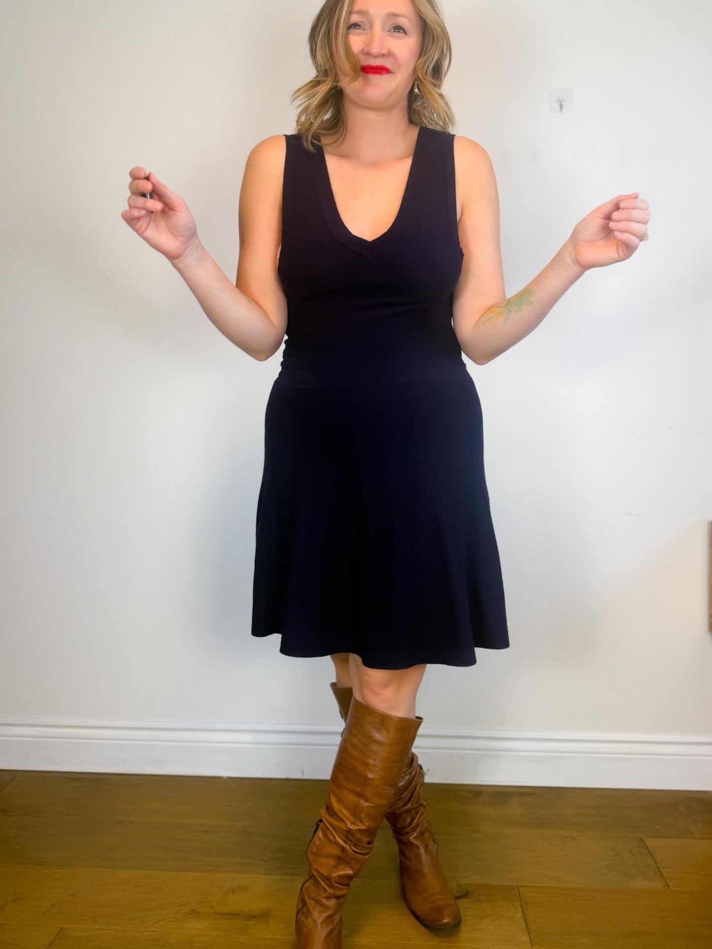 Ca Va De Soi Sustainable Knit "Margot Dress in Dark Plum" (Size M/L)