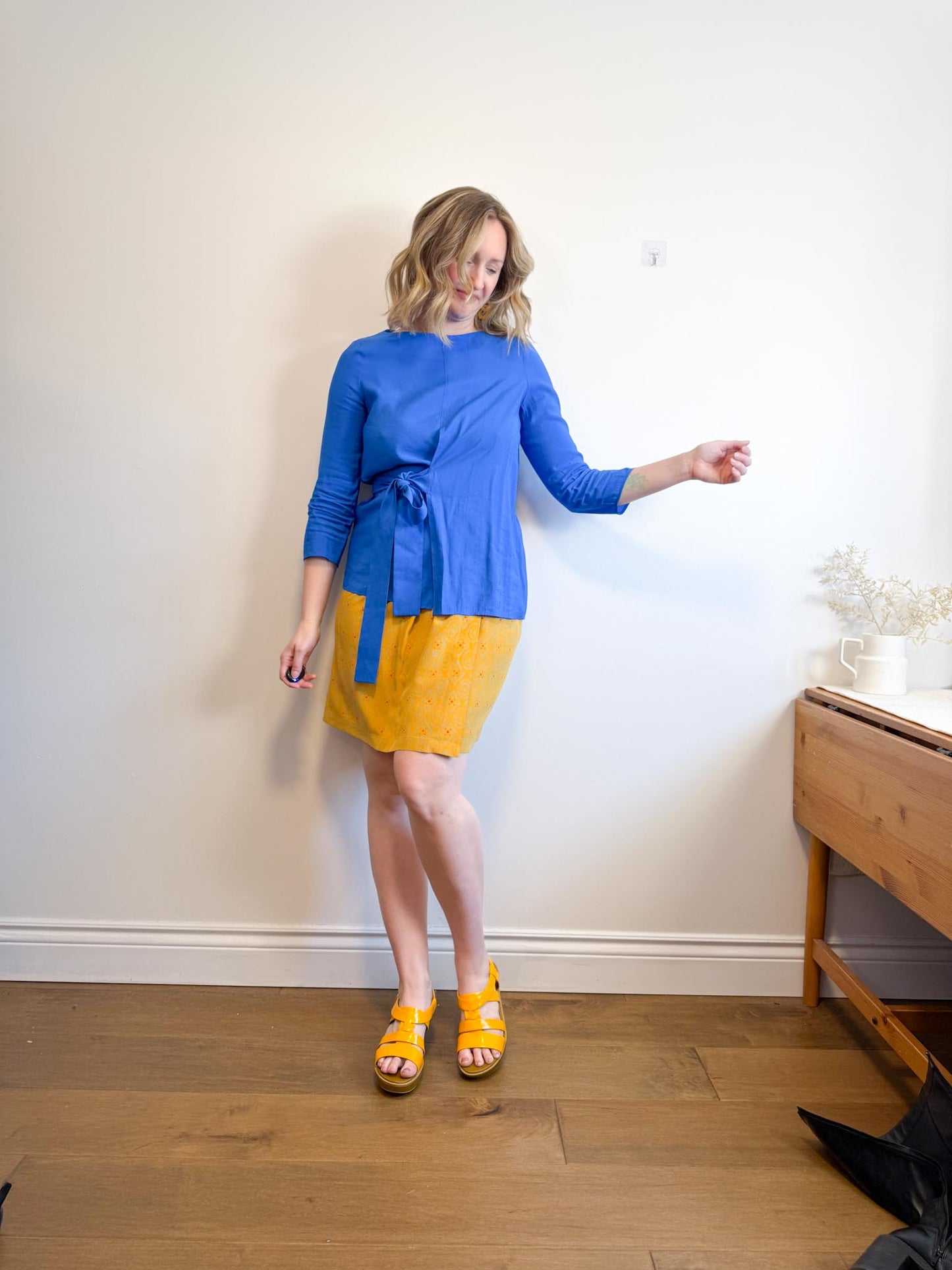 COS Wrap Style 3/4 Sleeve Blouse in Royal Blue (Size 8)