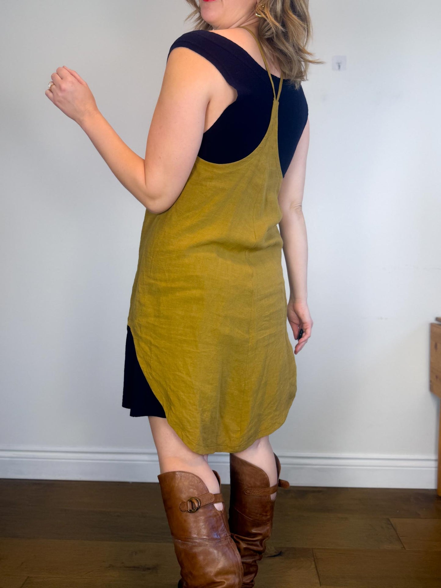 HOI BO Slow Fashion Linen Top in Mustard (Size M)