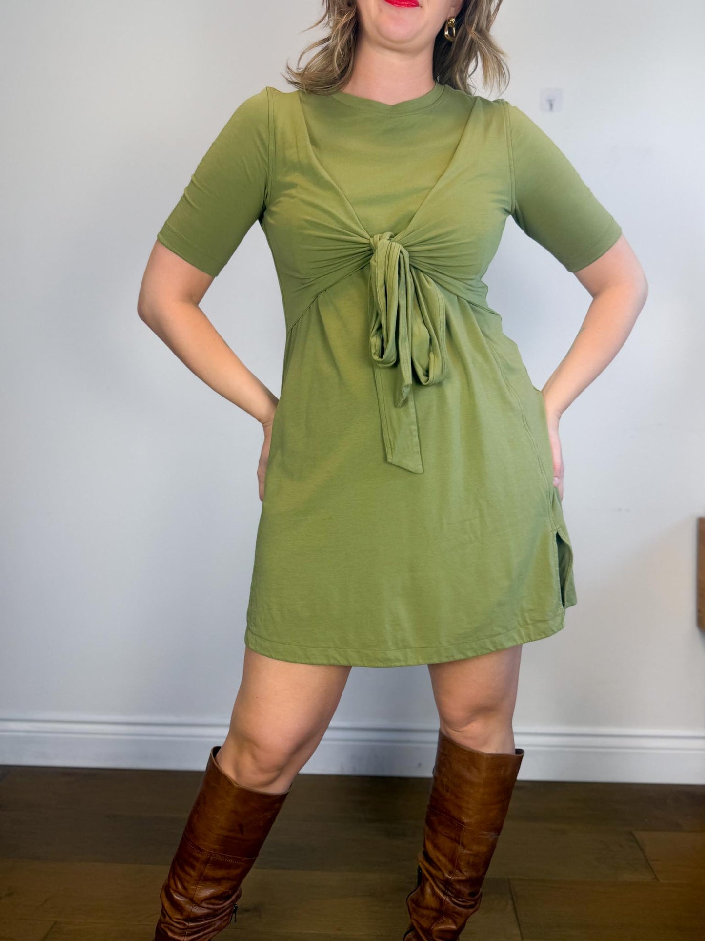 Lululemon Wrap Style T-Shirt Dress in Green (Size L)