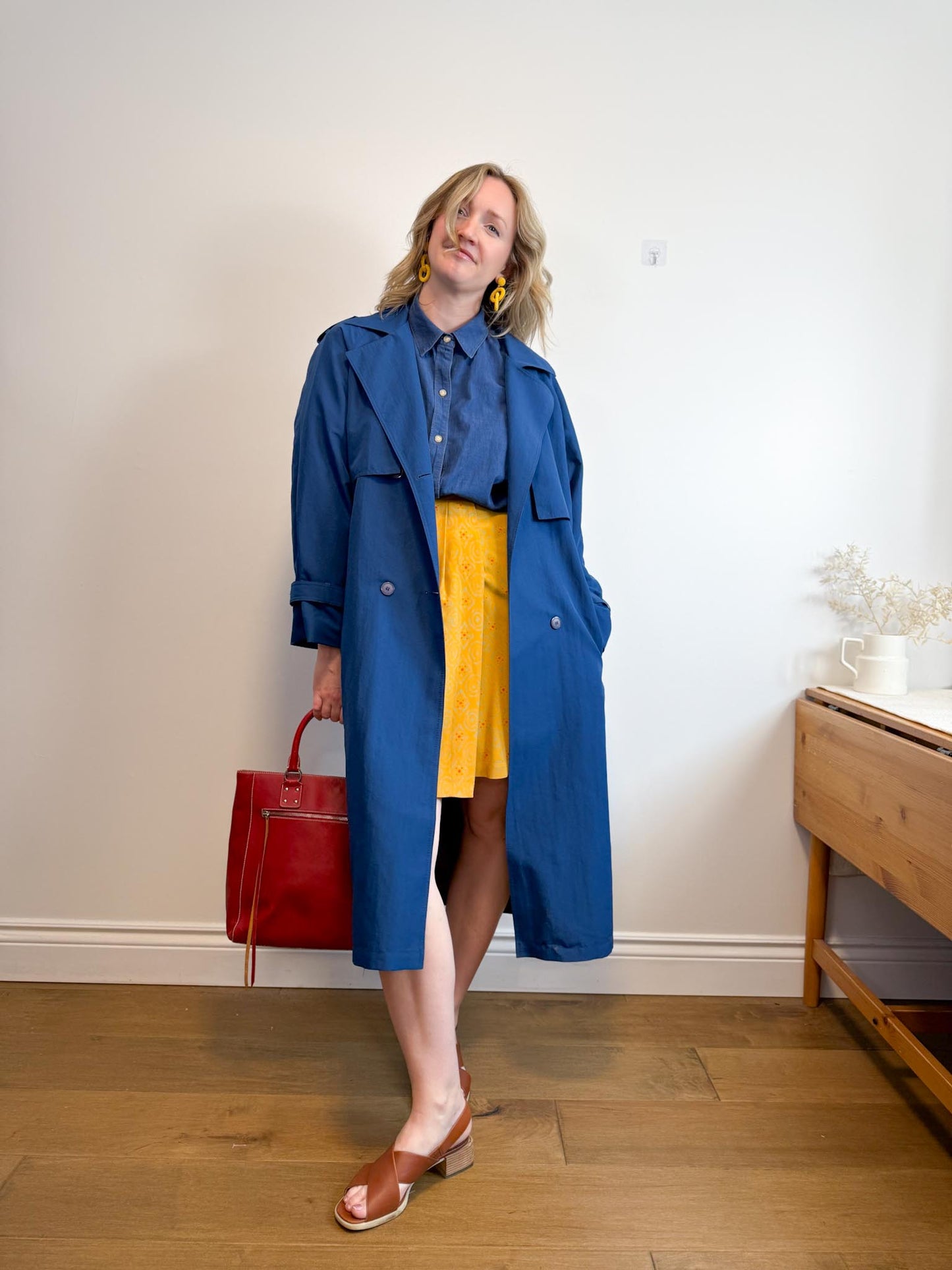 Vintage Sears Trench Coat in Blue (Size L)