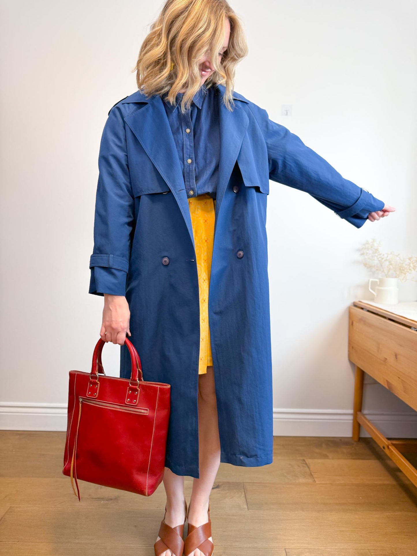 Vintage Sears Trench Coat in Blue (Size L)