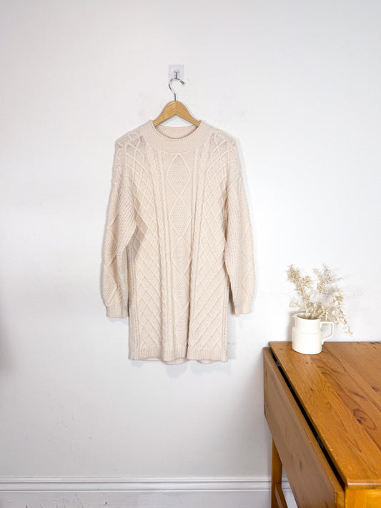 Gentle Fawn Cable Knit Sweater Dress in Cream (Size M)