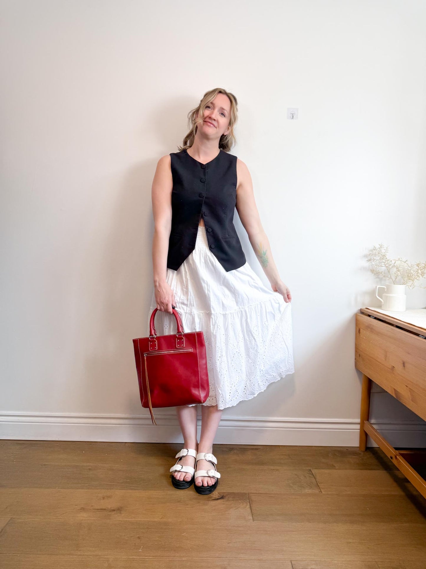 Jones New York White Eyelet Midi Skirt (Size XL)