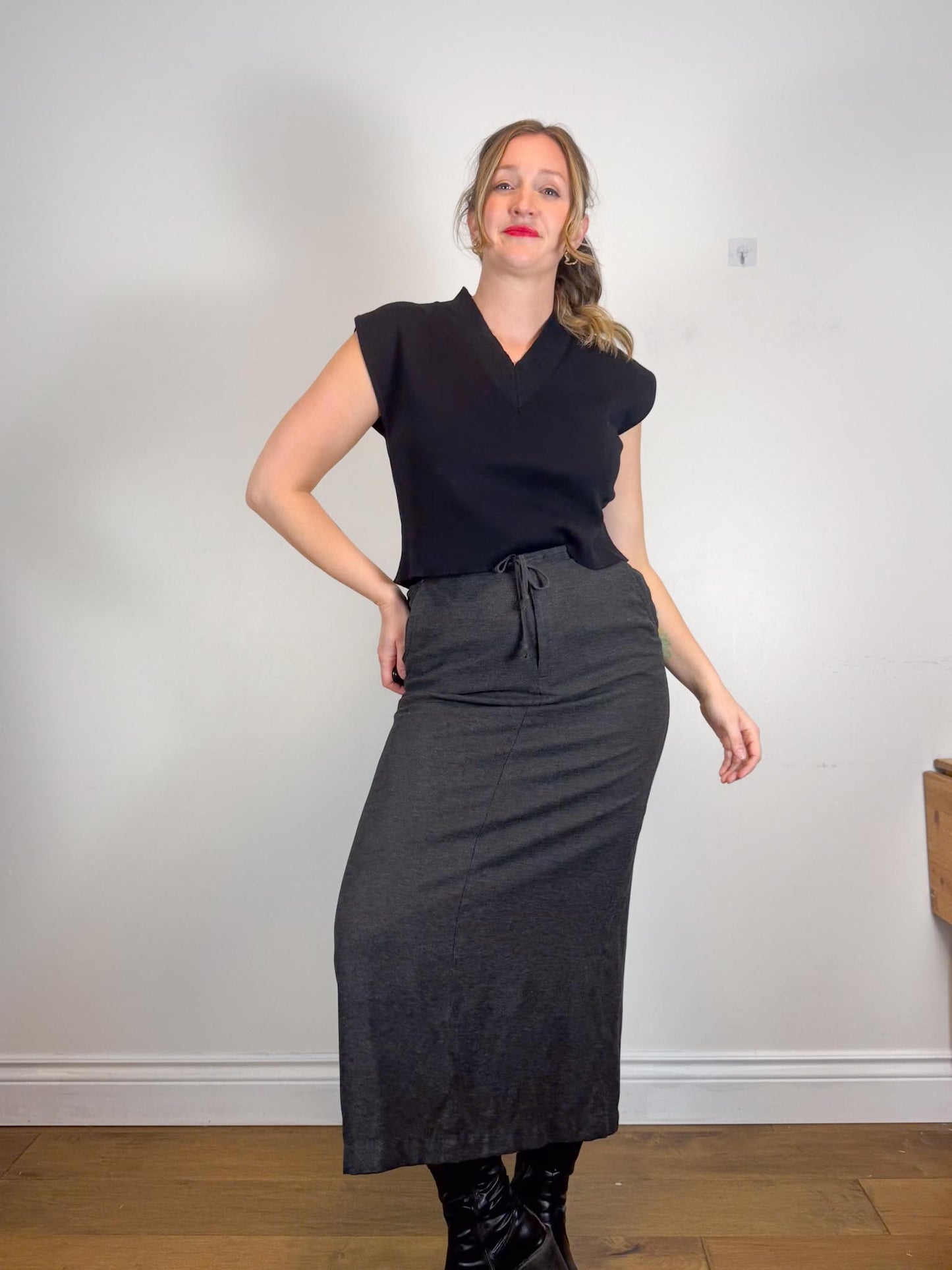 Vintage Gap Maxi Skirt in Dark Grey (Size L)