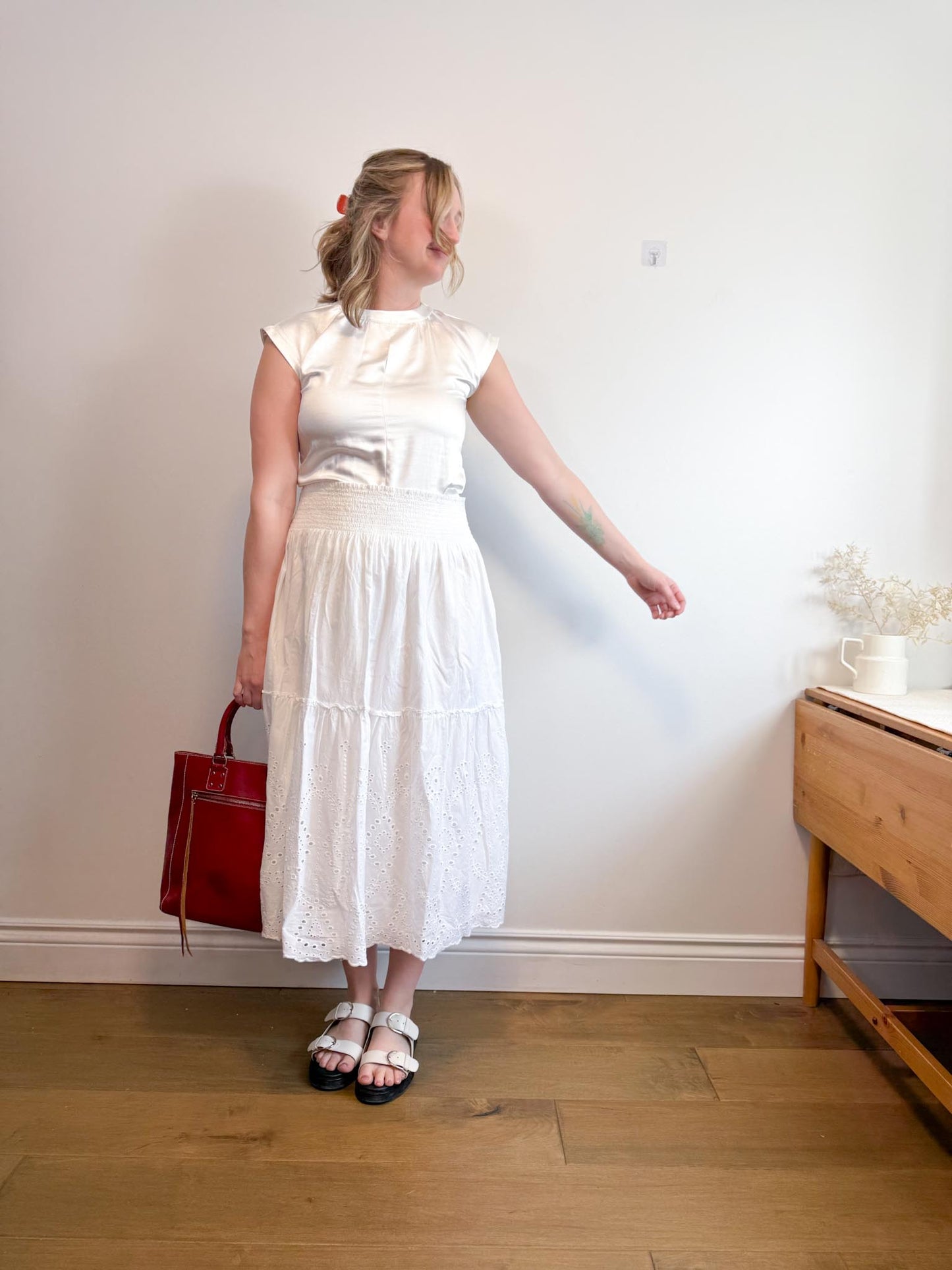Jones New York White Eyelet Midi Skirt (Size XL)