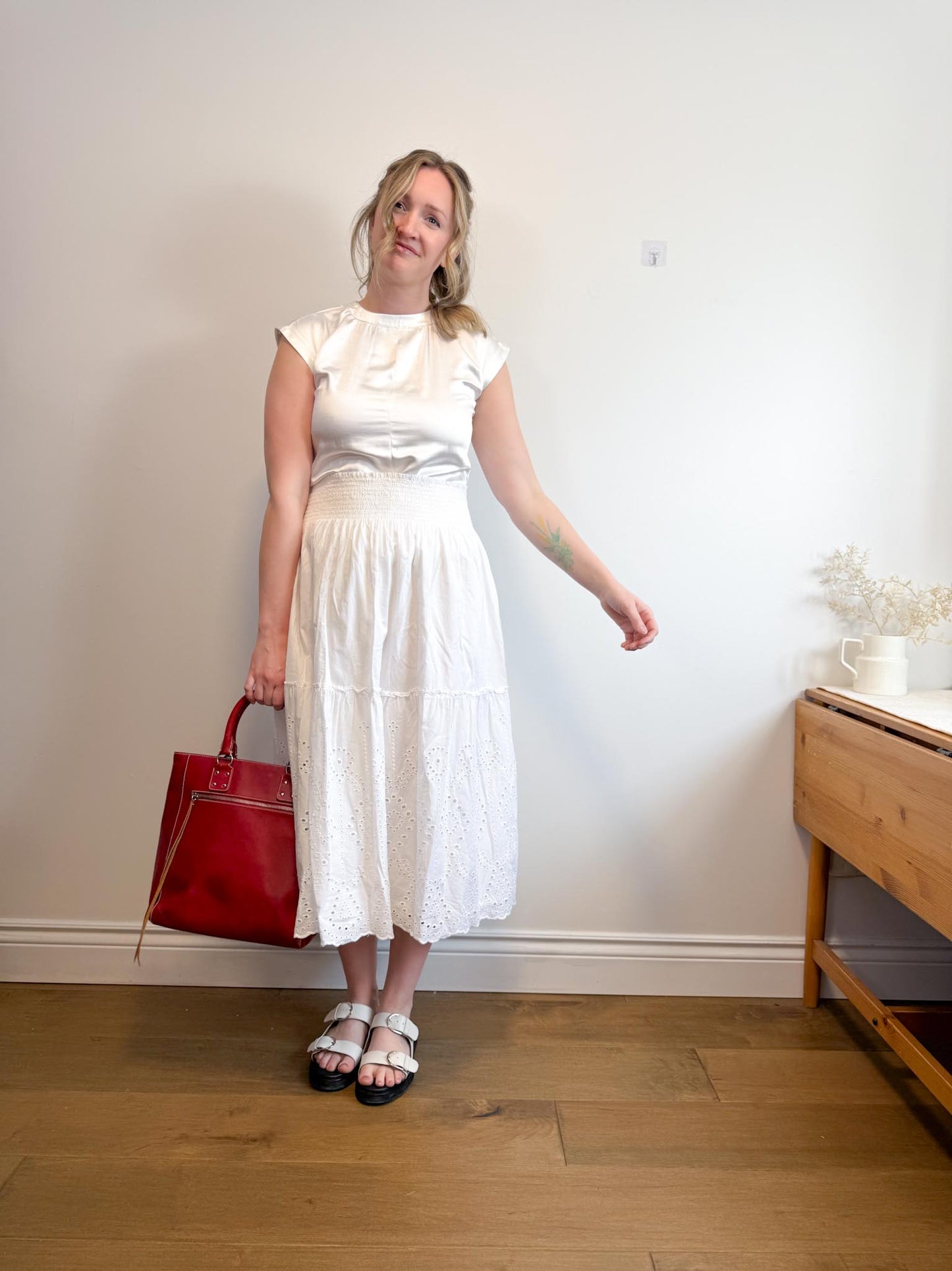 Jones New York White Eyelet Midi Skirt (Size XL)