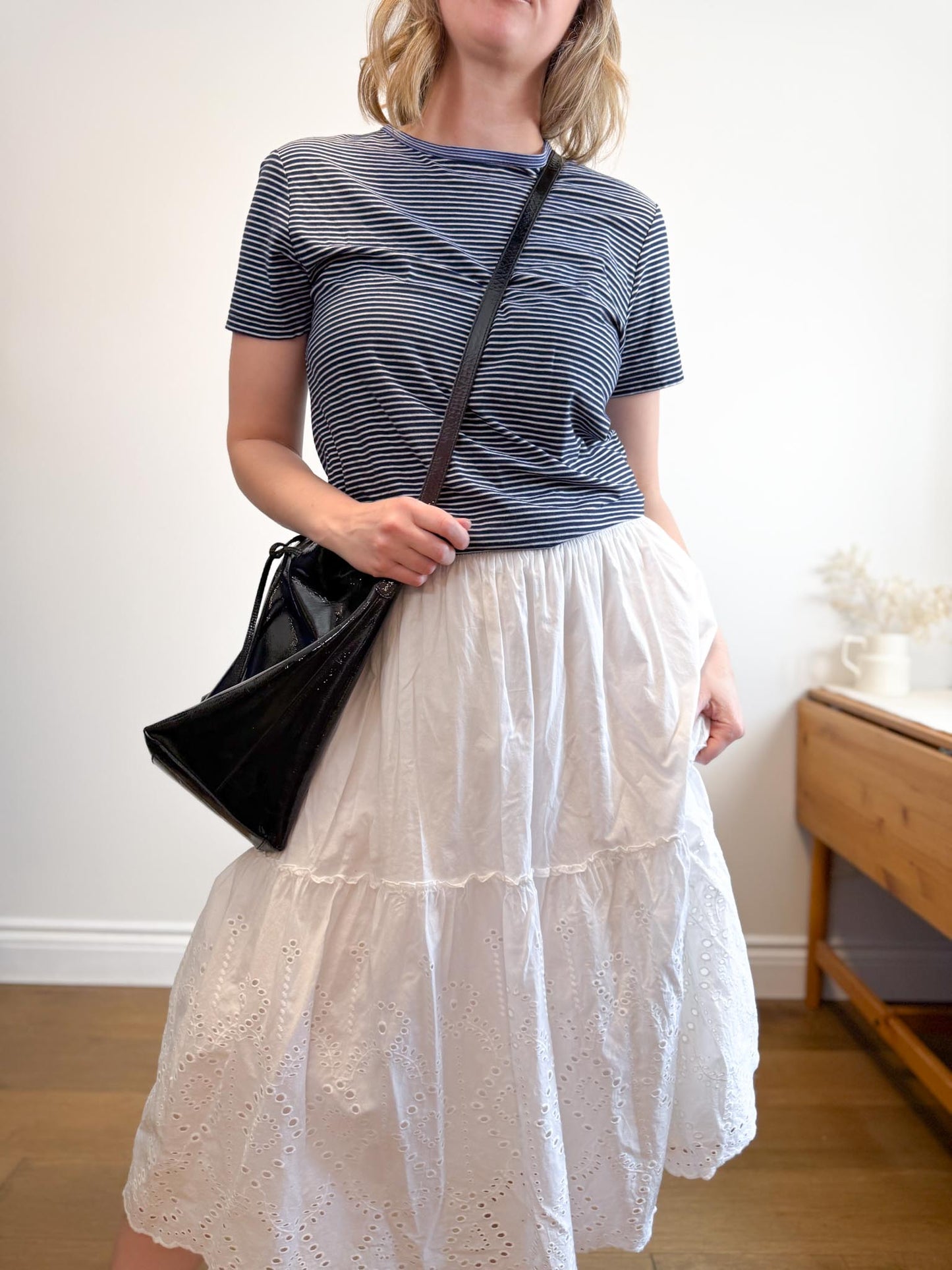 Jones New York White Eyelet Midi Skirt (Size XL)