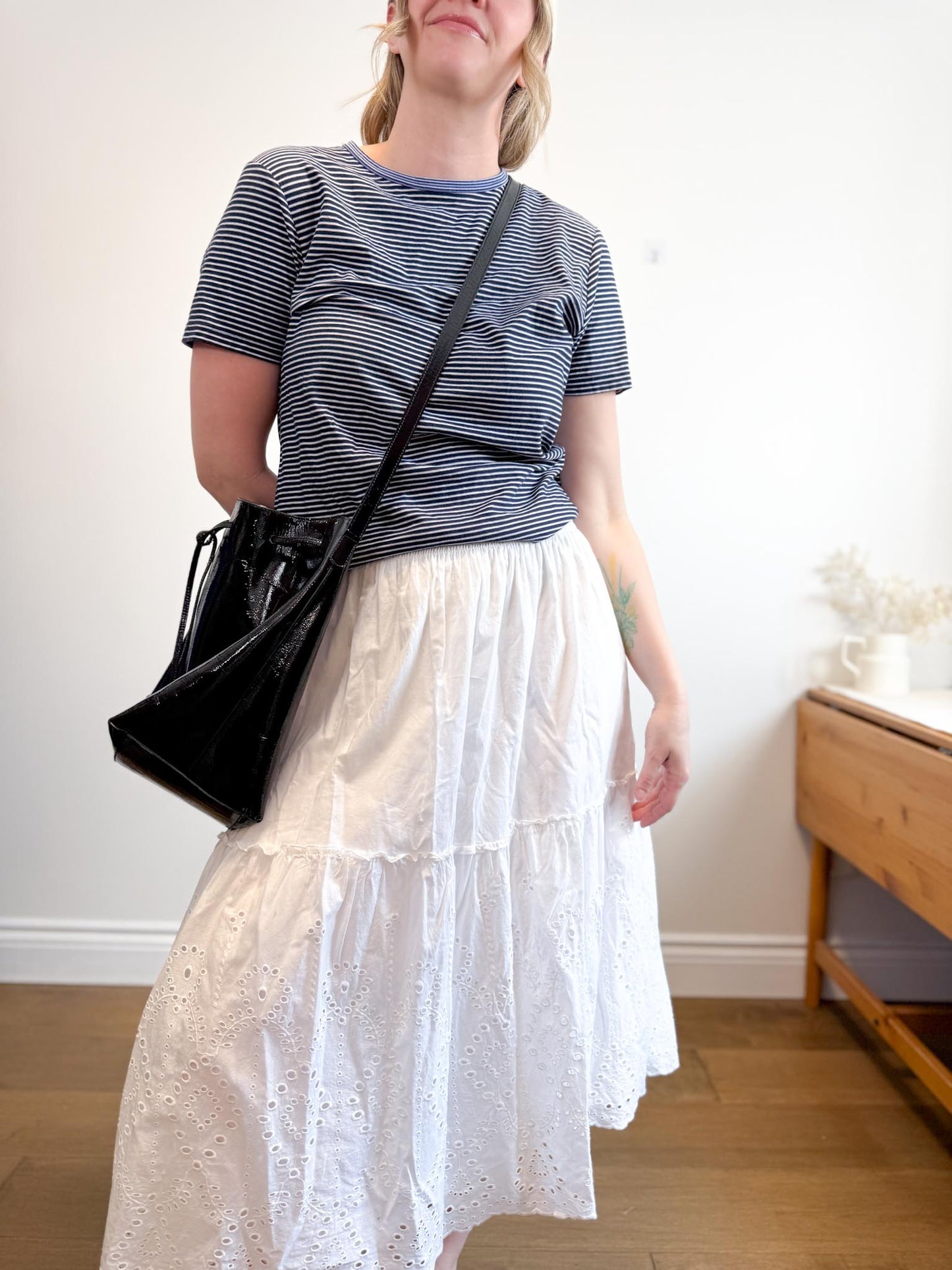 Jones New York White Eyelet Midi Skirt (Size XL)