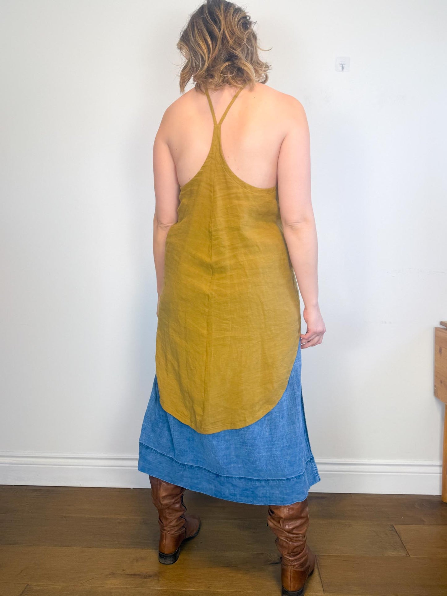 HOI BO Slow Fashion Linen Top in Mustard (Size M)