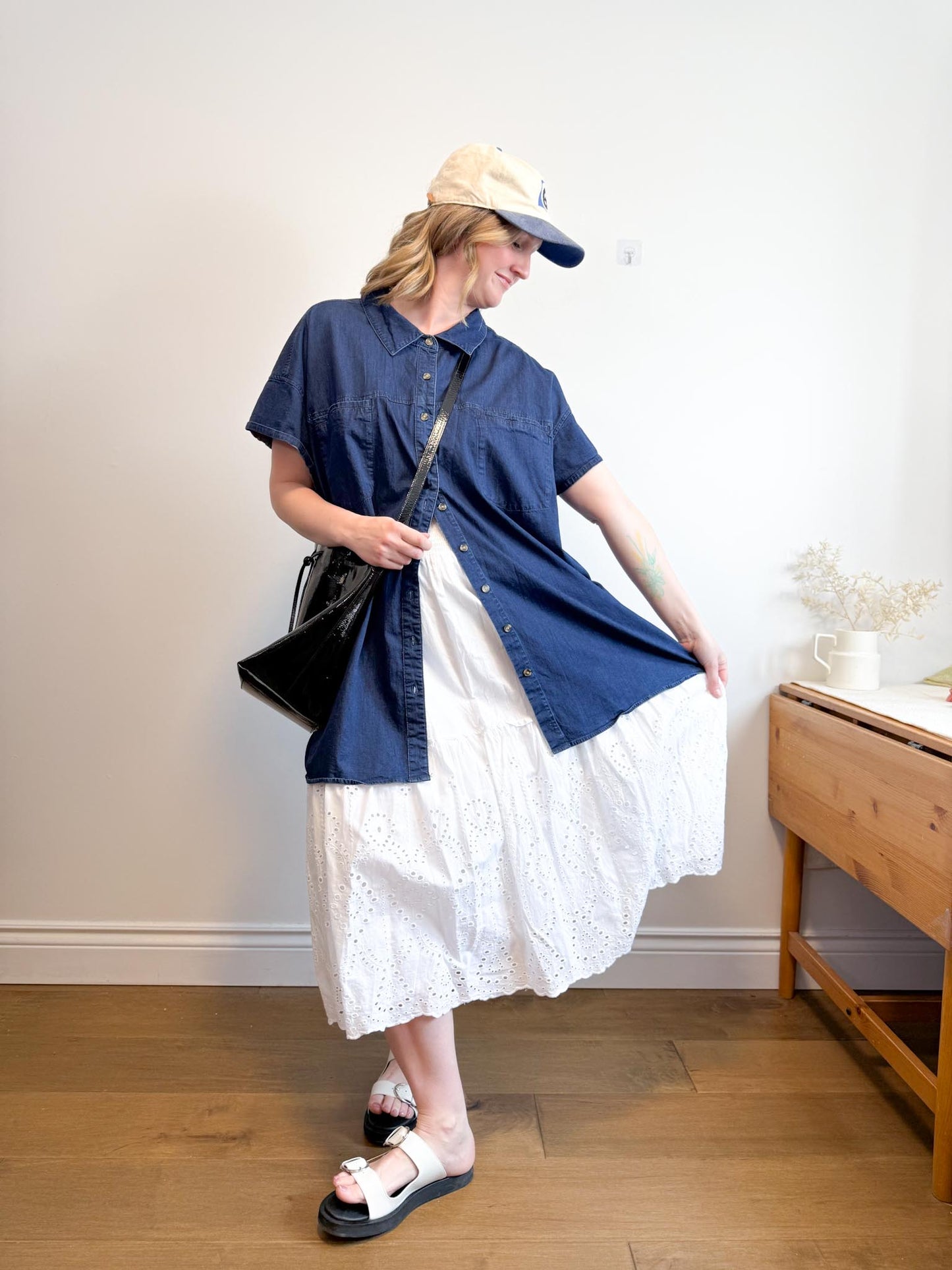 Universal Standard Chambray Shirt Dress in Dark Wash (Size XL)