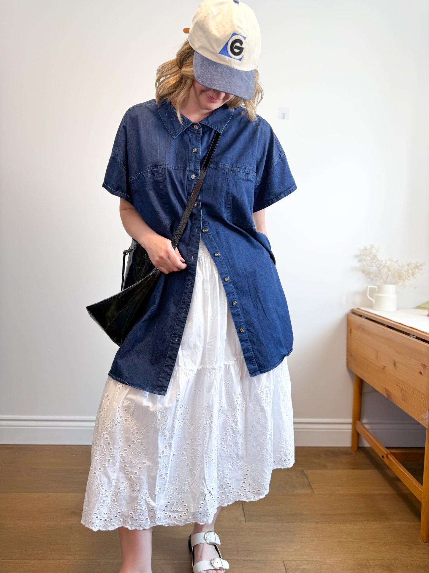Universal Standard Chambray Shirt Dress in Dark Wash (Size XL)