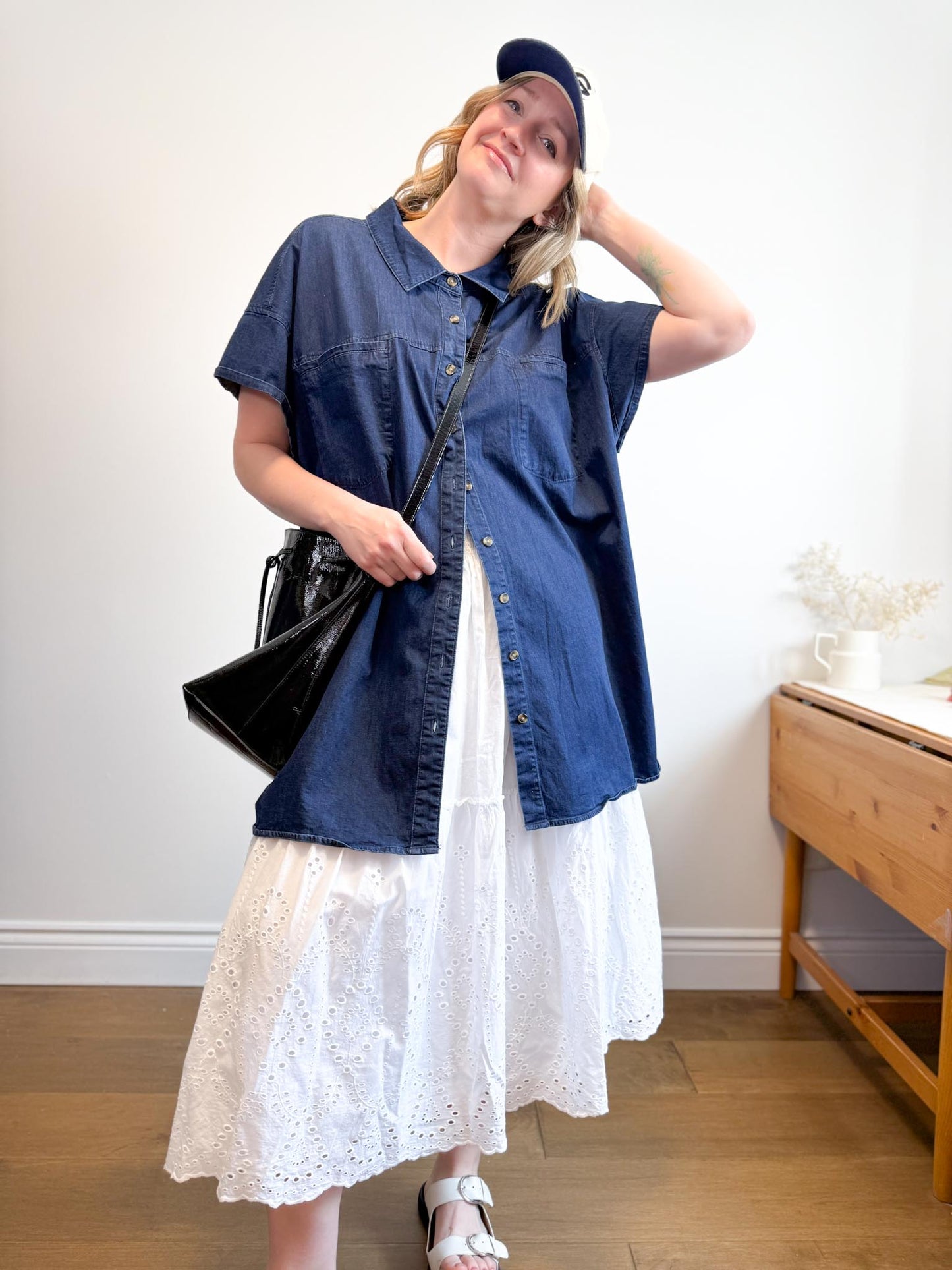 Universal Standard Chambray Shirt Dress in Dark Wash (Size XL)