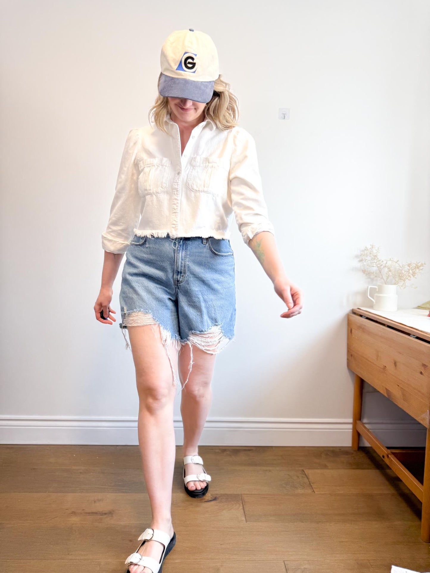 DL1961 "Simone Cropped Shirt in White" (Size S)