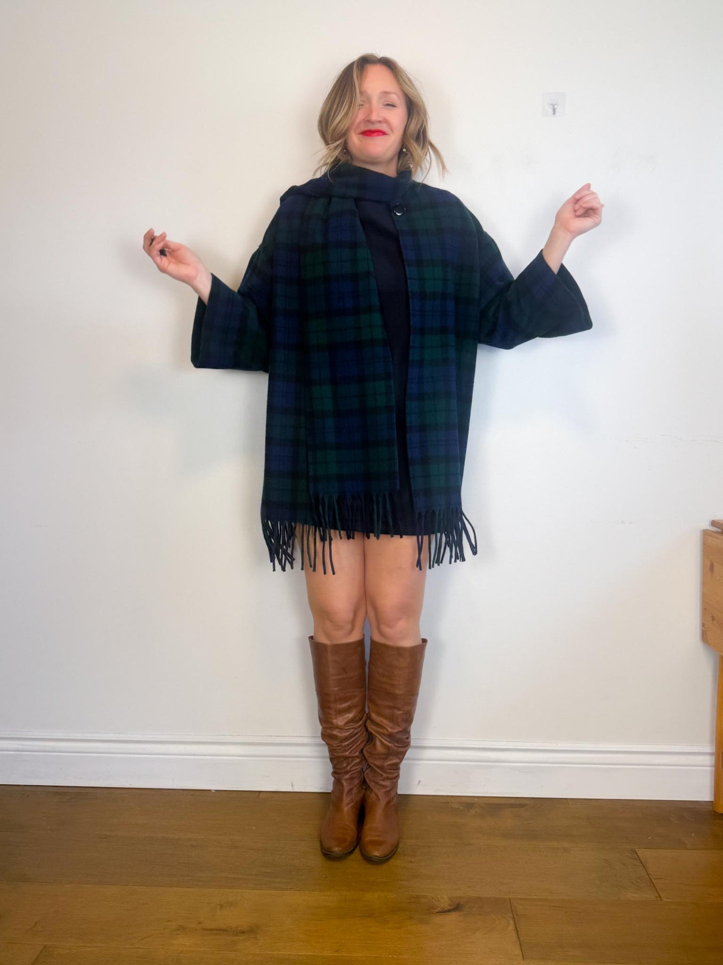 Linen & Life 3/4 Sleeve Linen Mini Dress In Navy SOLD AS IS (SIze M/L)