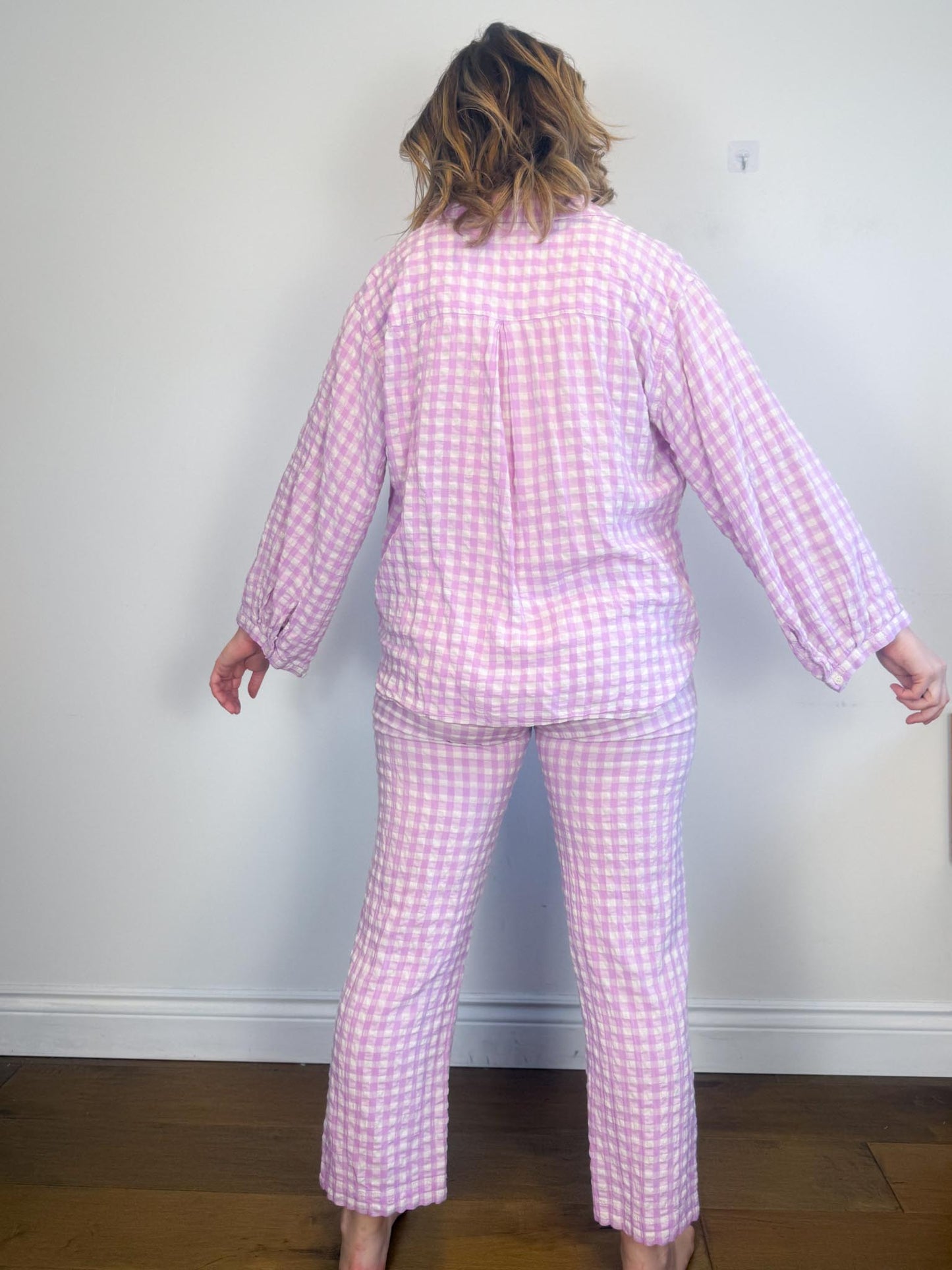 ARKET "Gingham Seersucker Pyjama Two Piece Set in Lilac" SOLD AS IS (Size S)