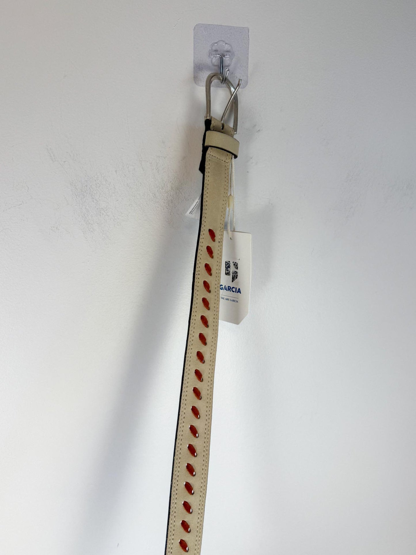 GARCIA Cream/Red Leather Belt NWT (Size M)