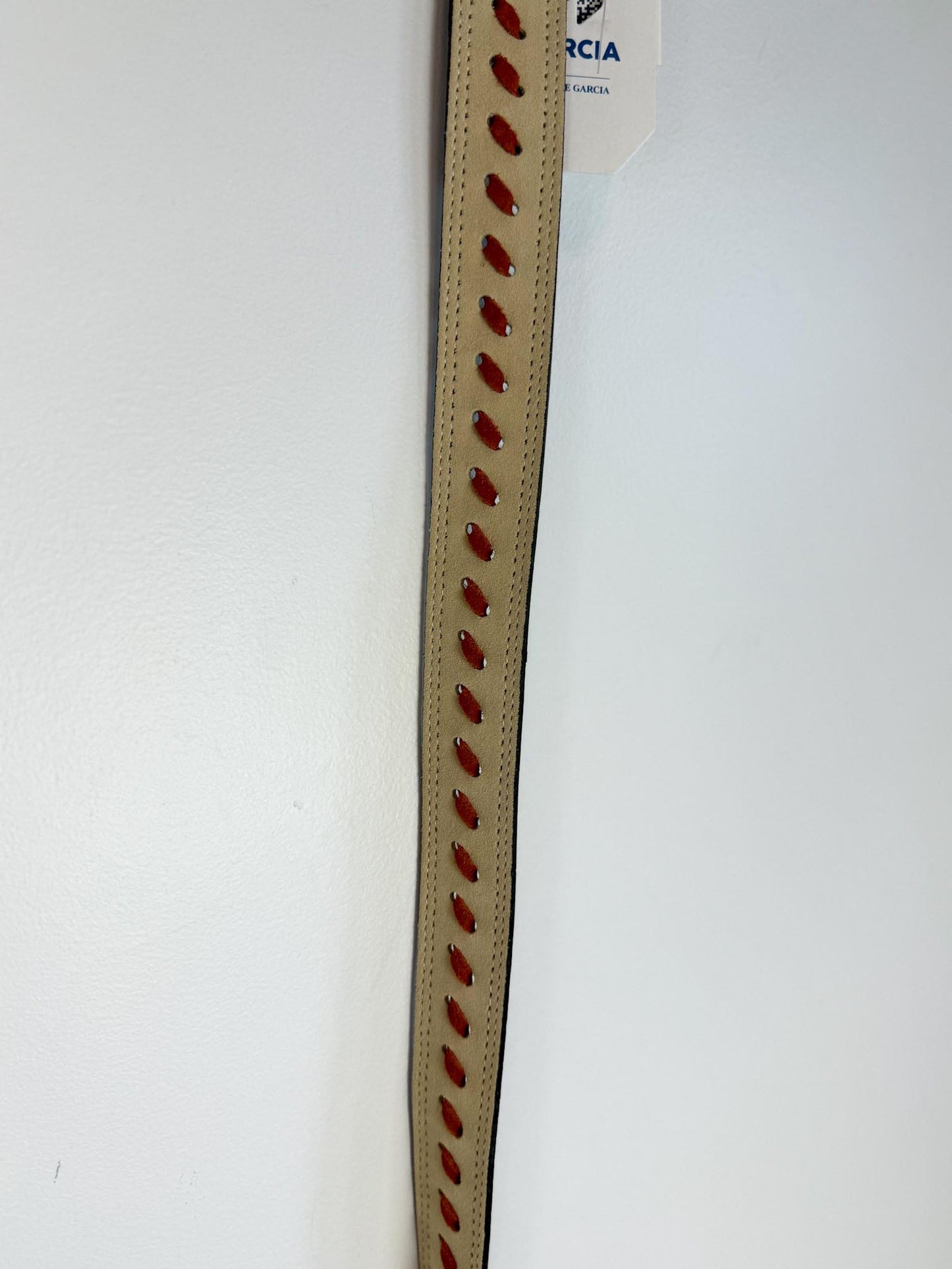 GARCIA Cream/Red Leather Belt NWT (Size M)