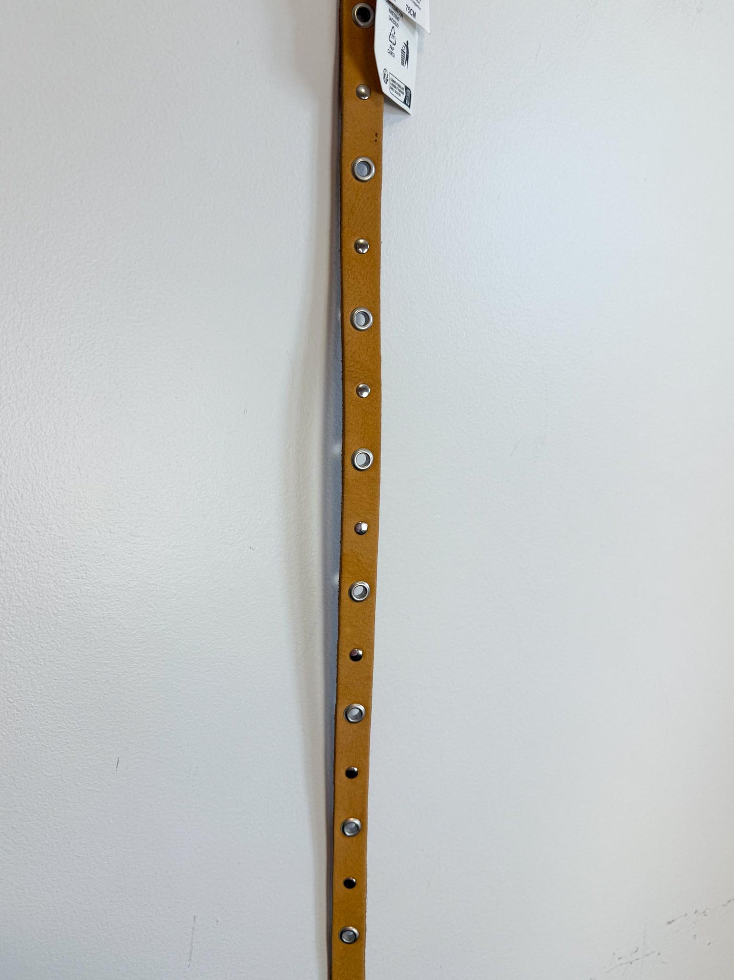 GARCIA Small Brown Leather Belt with Metal Detail NWT (Size S)