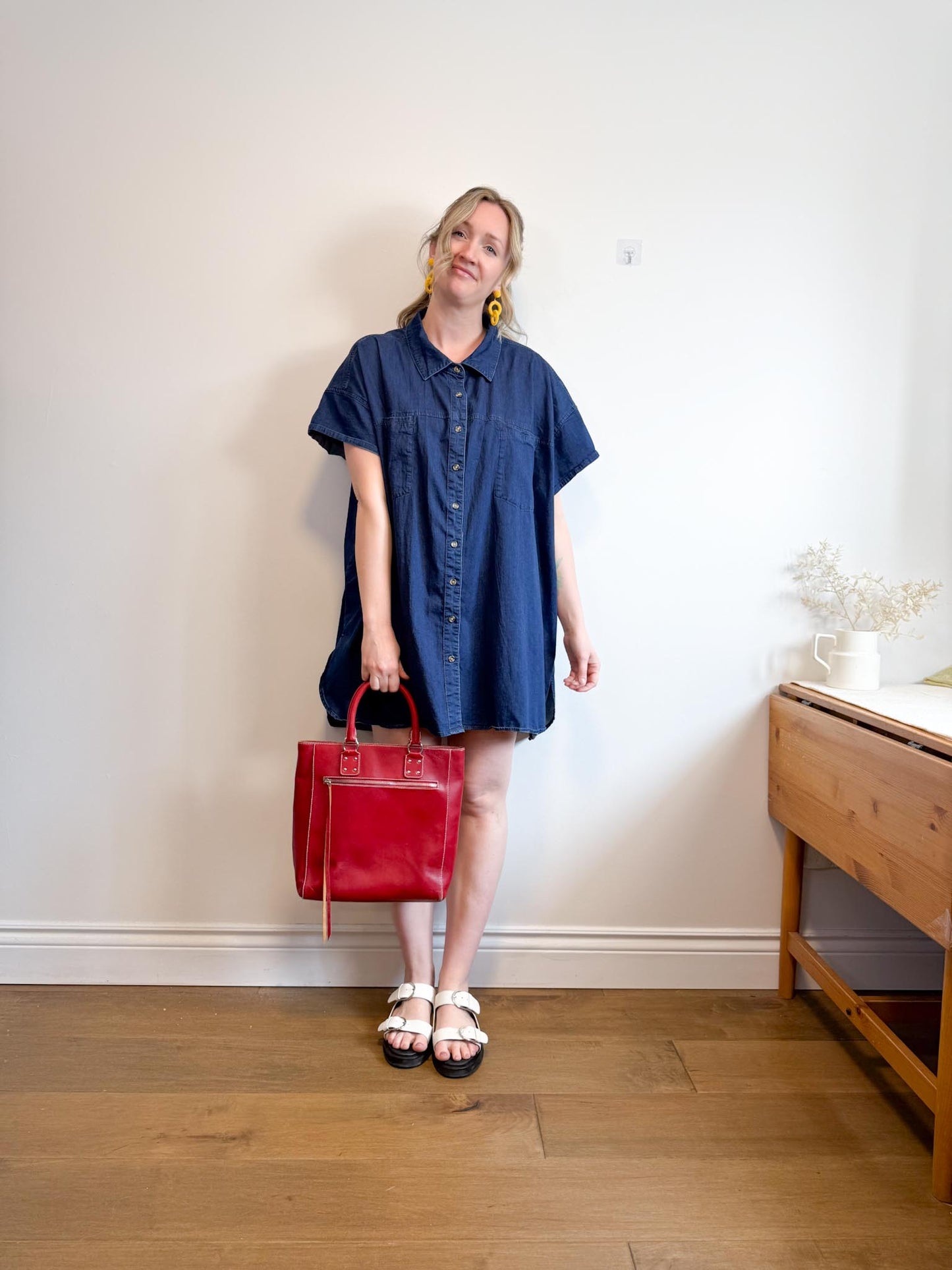 Universal Standard Chambray Shirt Dress in Dark Wash (Size XL)