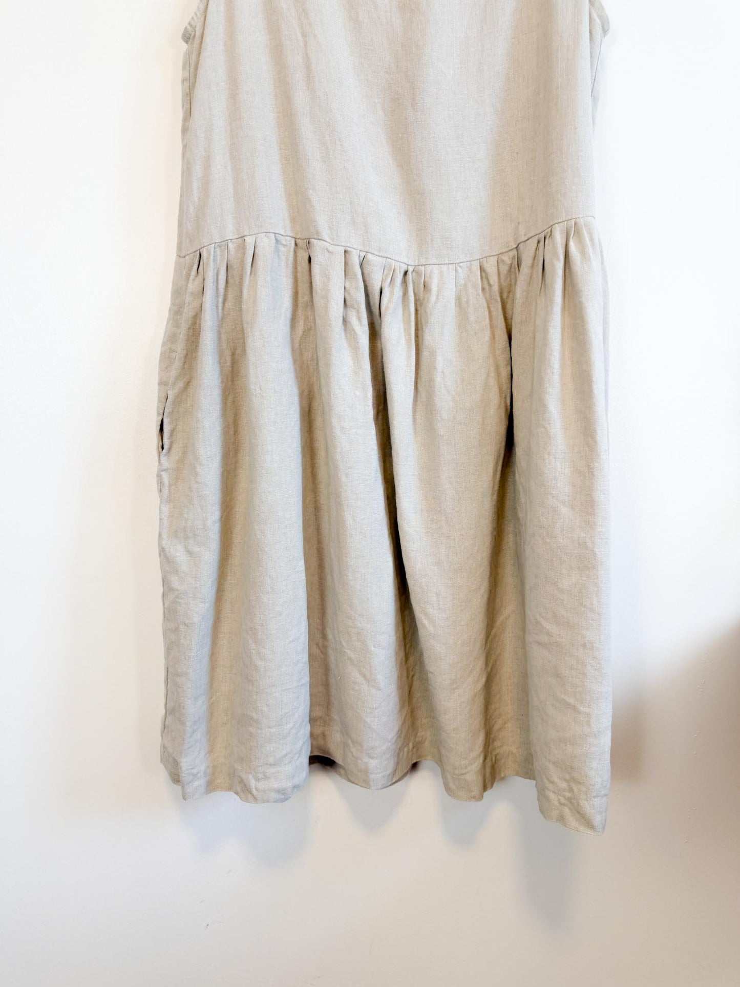 Not Perfect Linen "Midi Smock Linen Dress in Oatmeal" (Size S/M)
