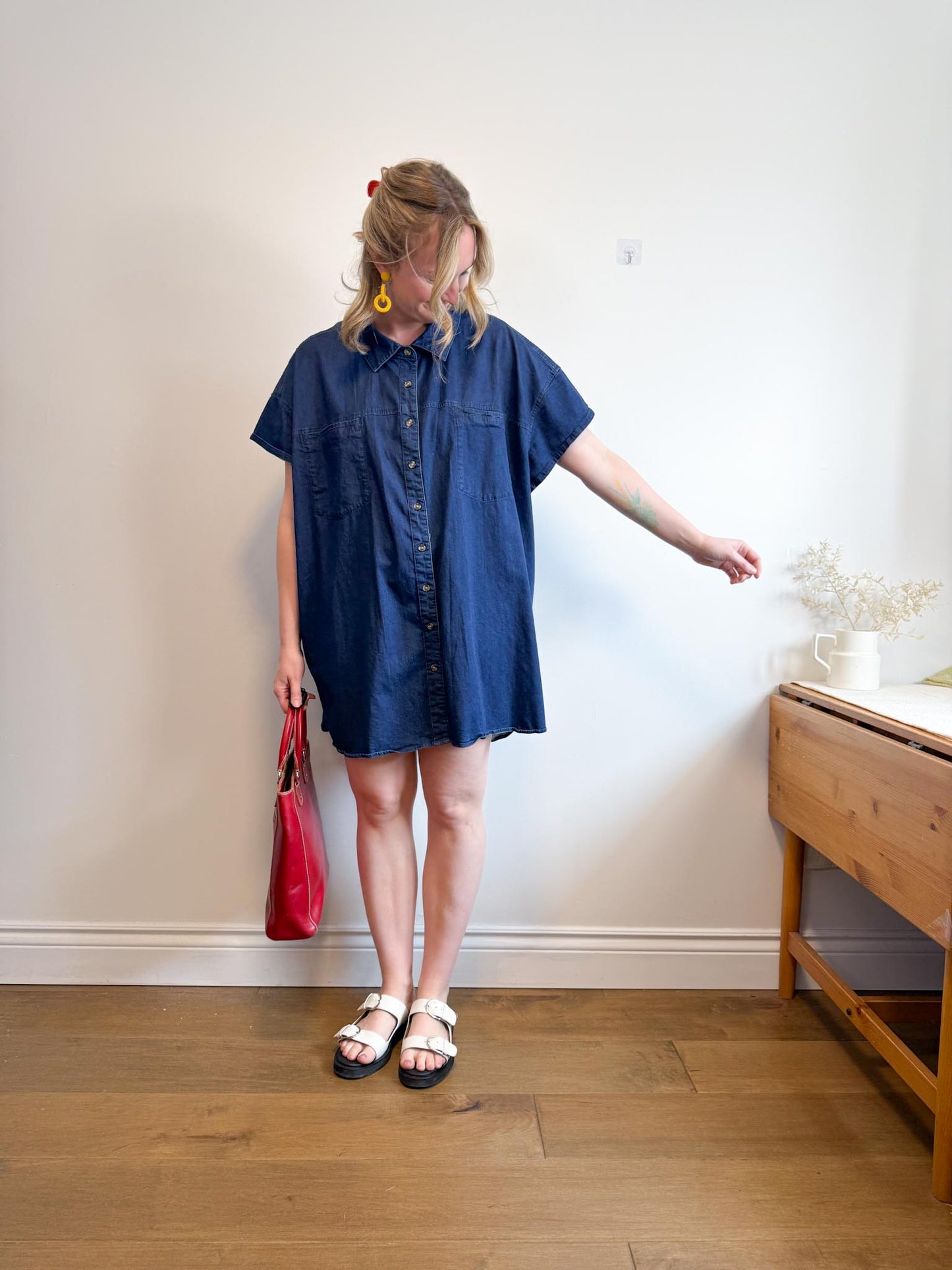 Universal Standard Chambray Shirt Dress in Dark Wash (Size XL)