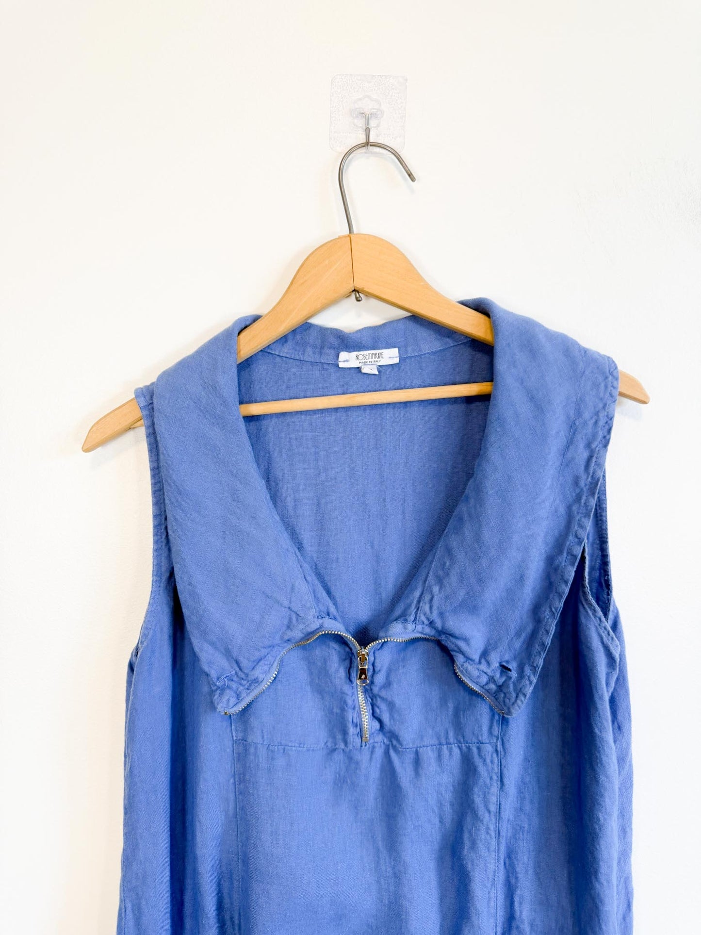 Rosemarie Linen Wide Collar Dress in Blue (Size M/L)