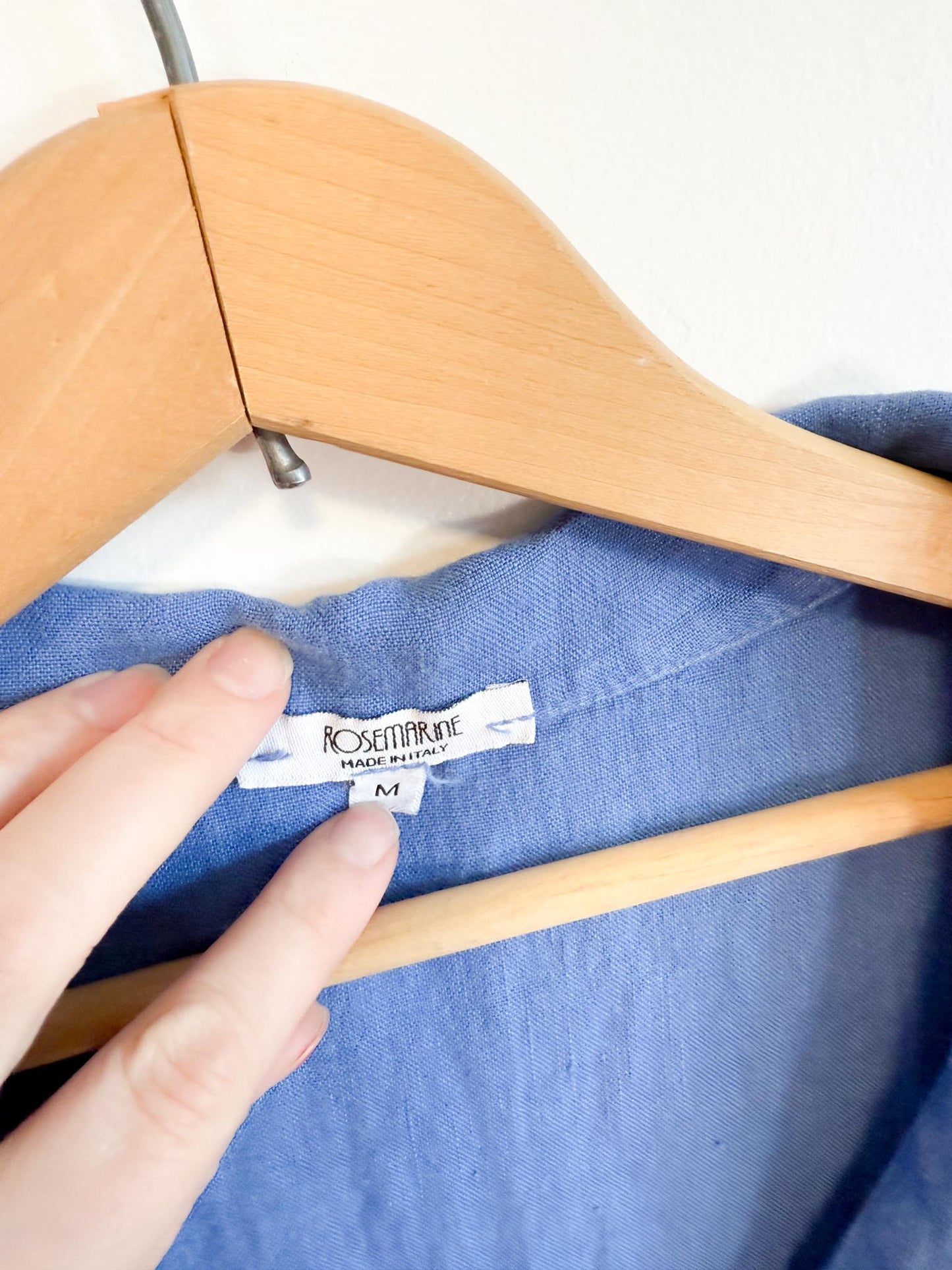 Rosemarie Linen Wide Collar Dress in Blue (Size M/L)