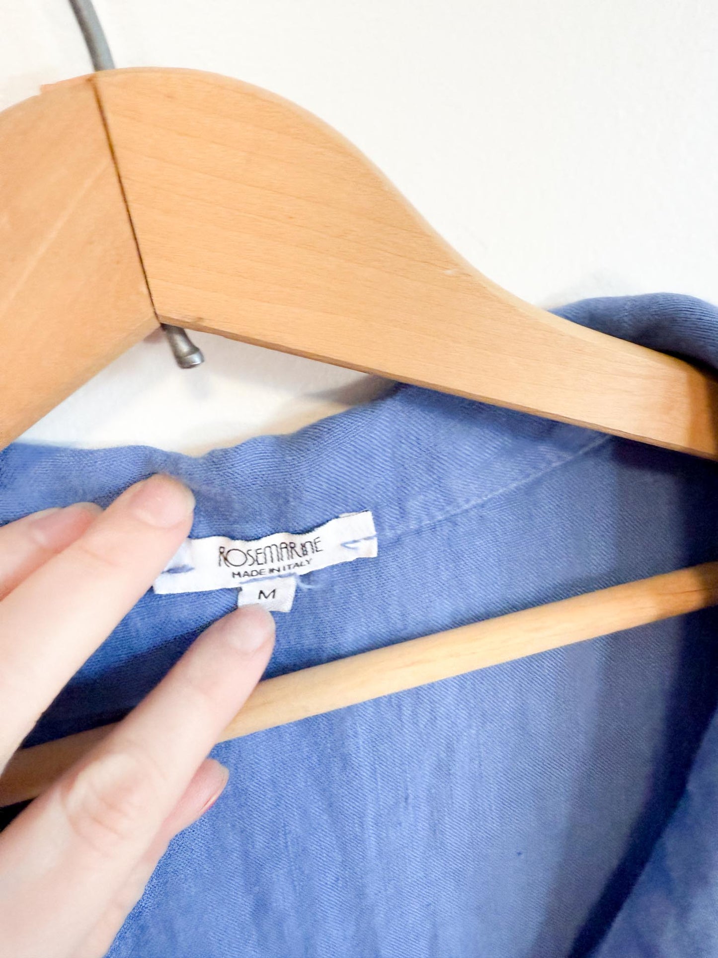 Rosemarie Linen Wide Collar Dress in Blue (Size M/L)