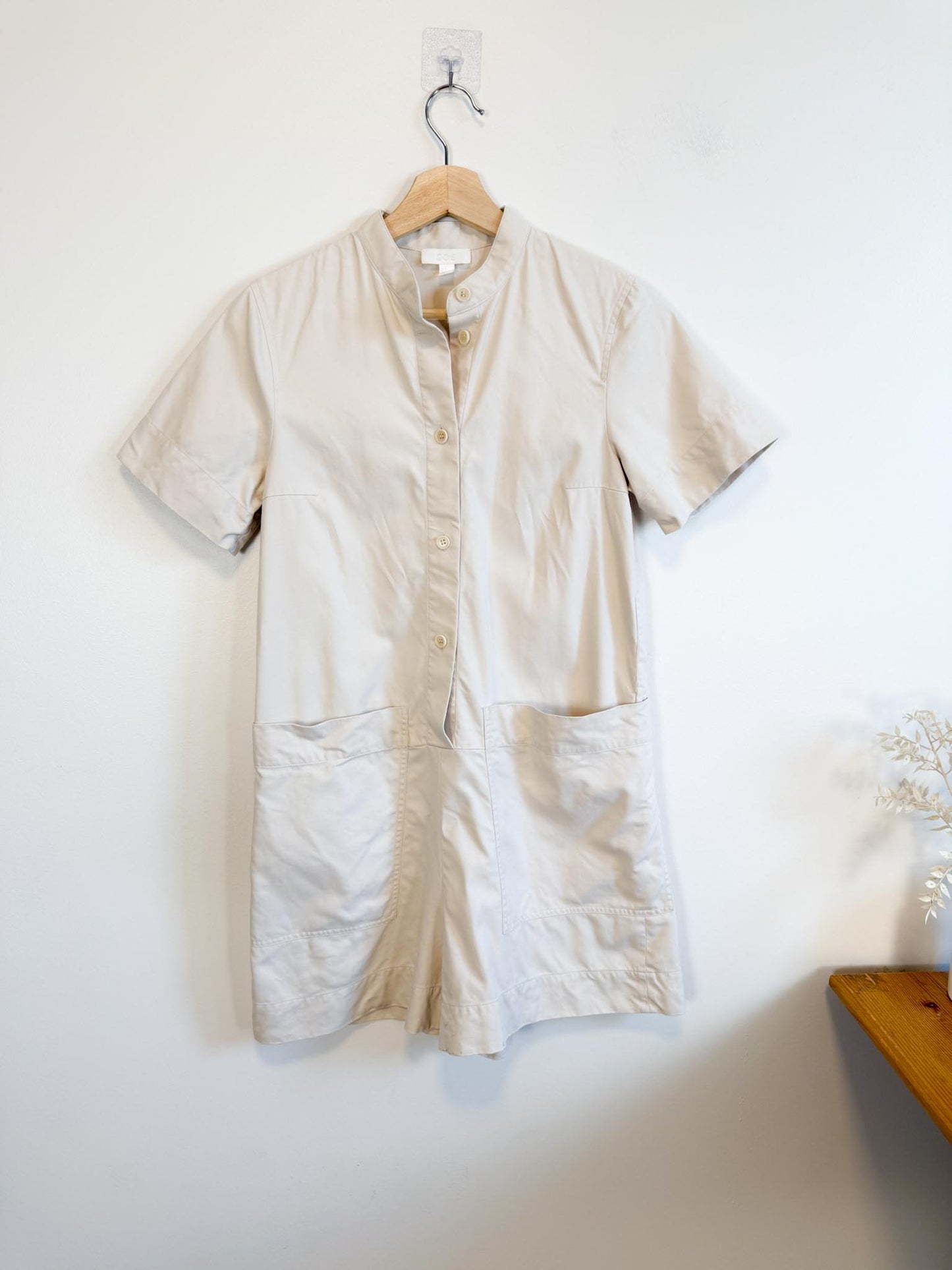 COS Cotton Romper in Neutral (Size S/M)