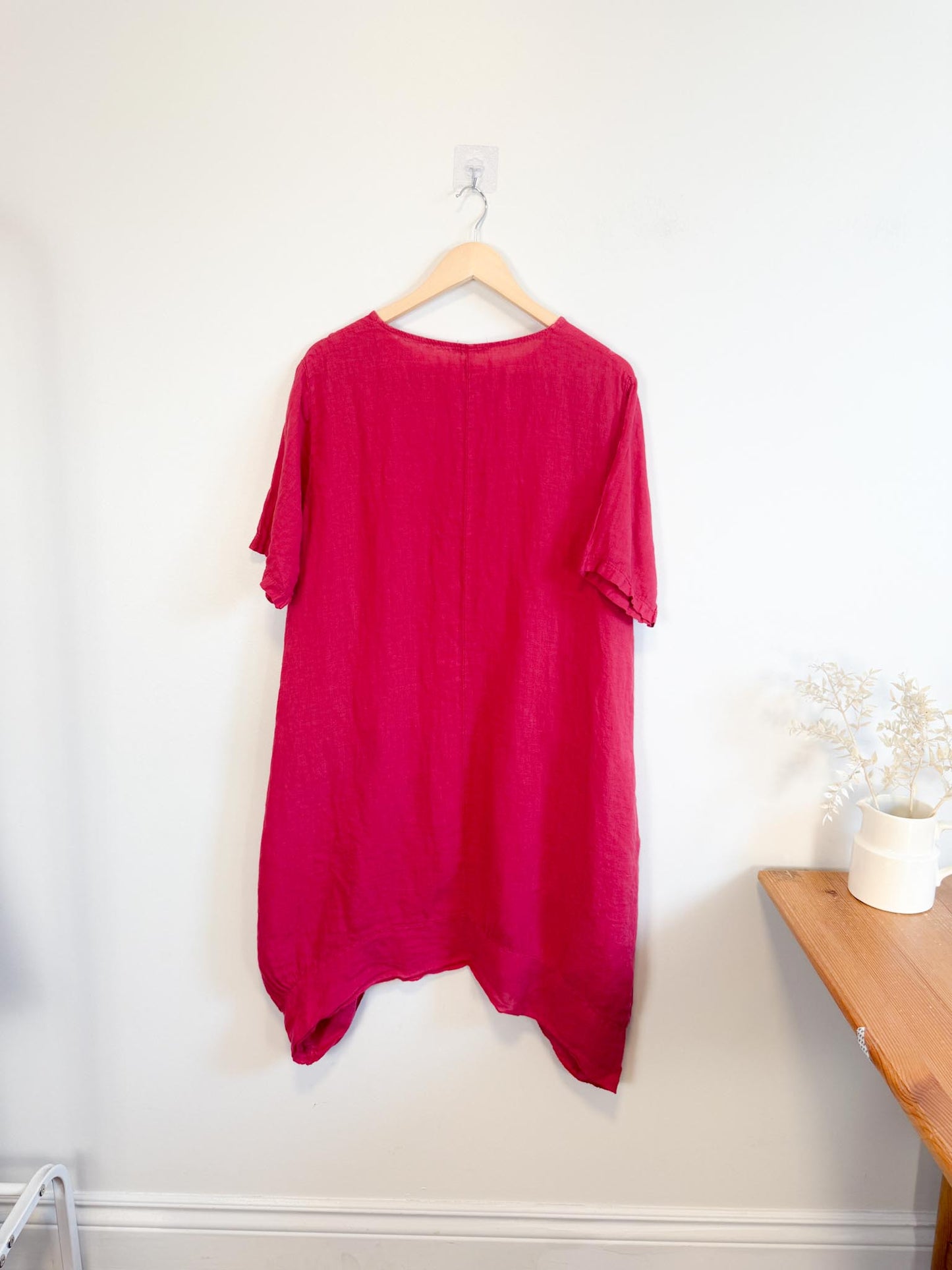 Vanessa Zani Red Linen Shark Bite Shirt Dress (Size 1X)