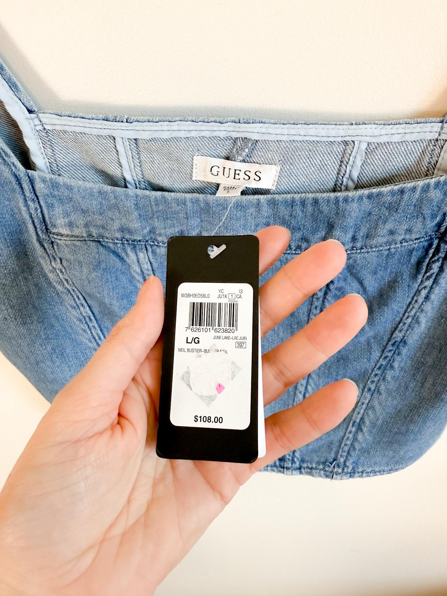 Guess Denim Bustier Top NWT (Size L)