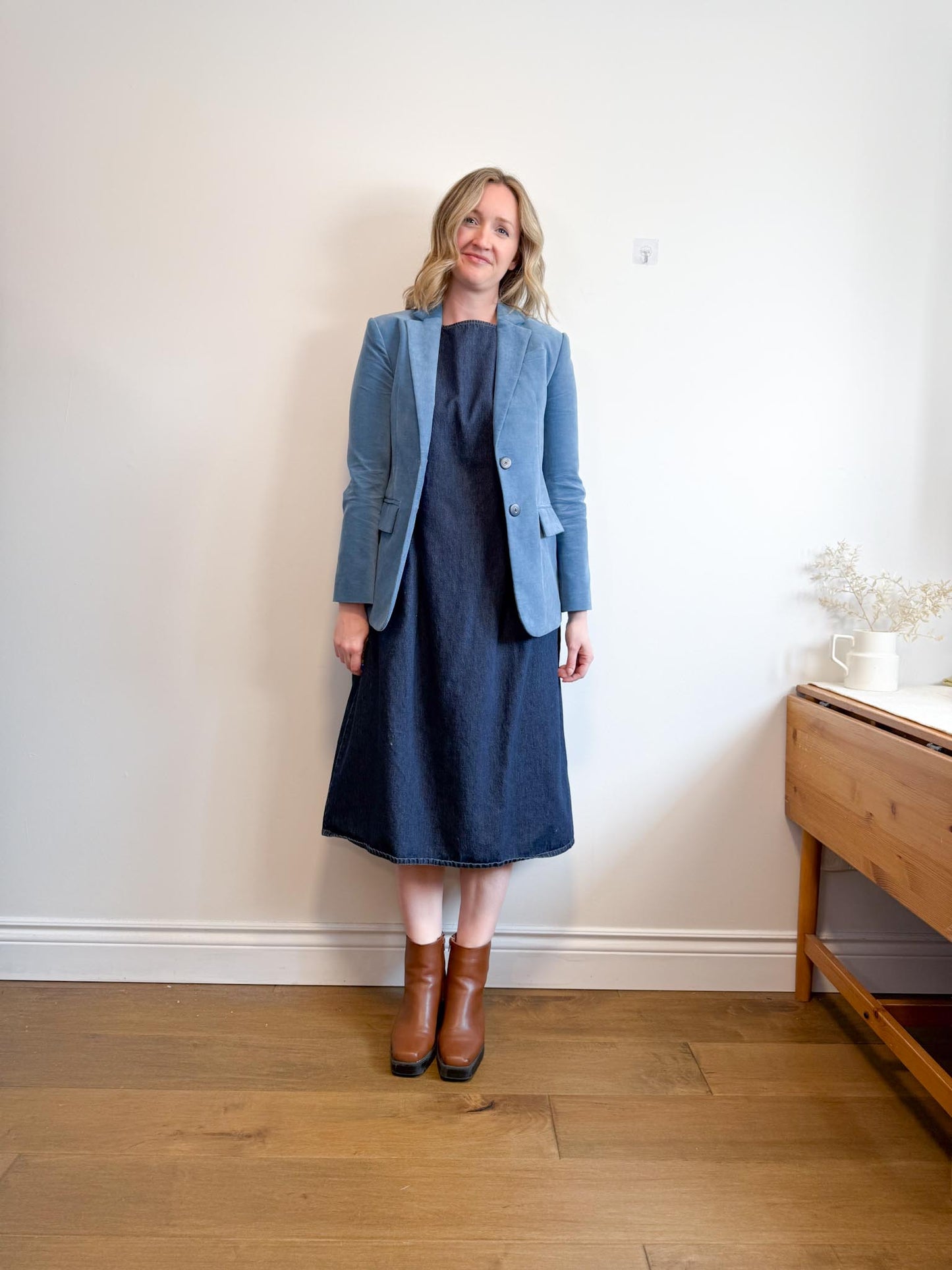 Tibi Designer Velvet Blazer in Blue (Size M)