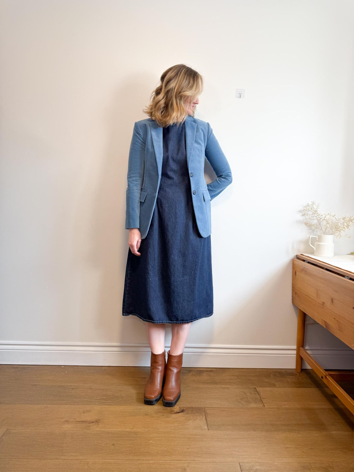 Tibi Designer Velvet Blazer in Blue (Size M)