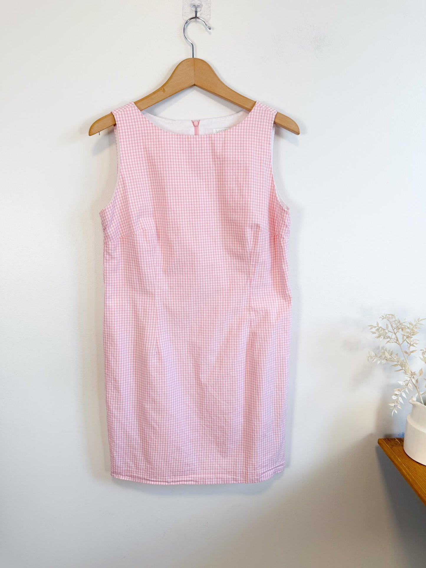 Vintage Gingham Mini Dress in Pink/White (Size S/M)