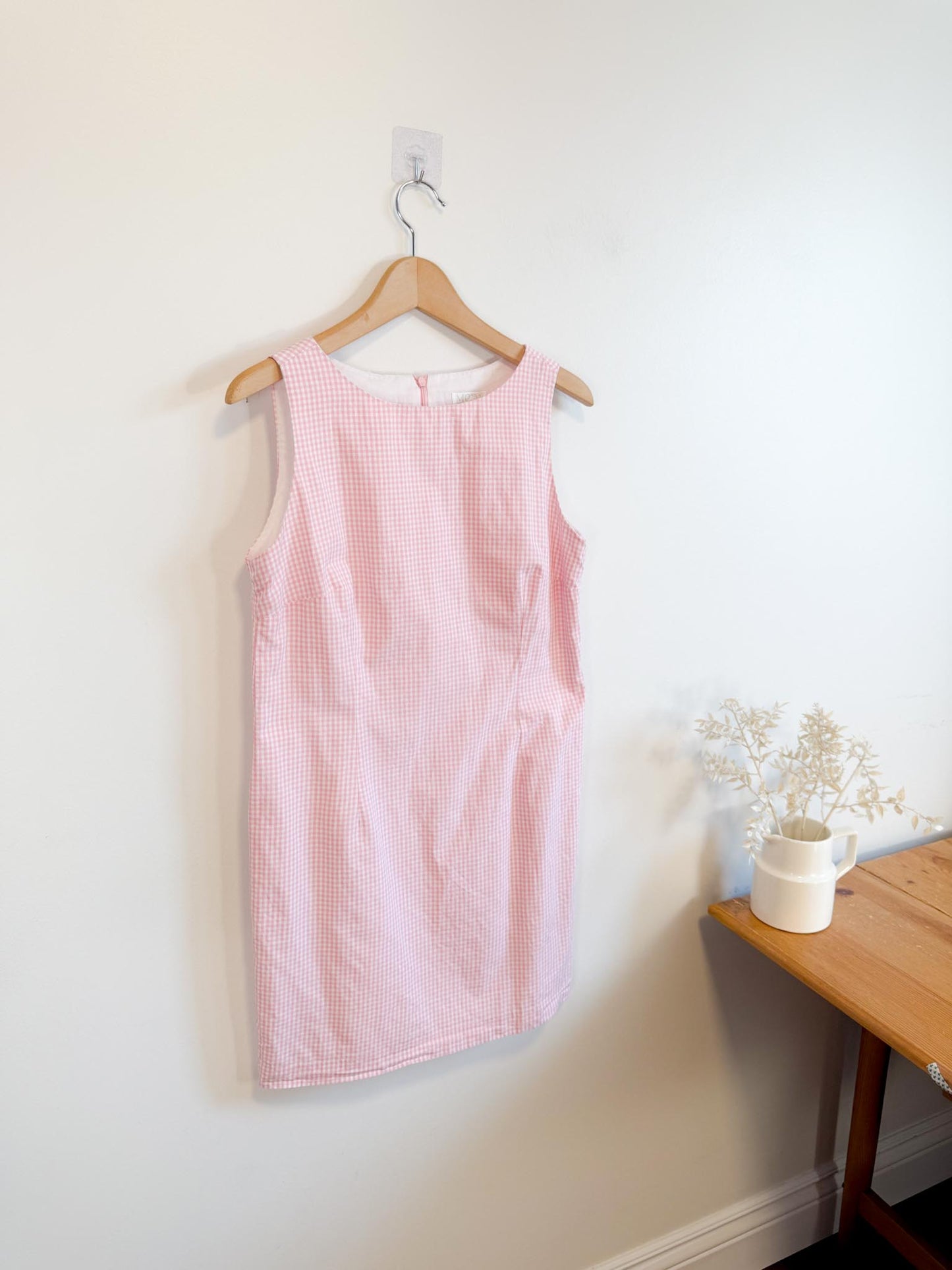 Vintage Gingham Mini Dress in Pink/White (Size S/M)