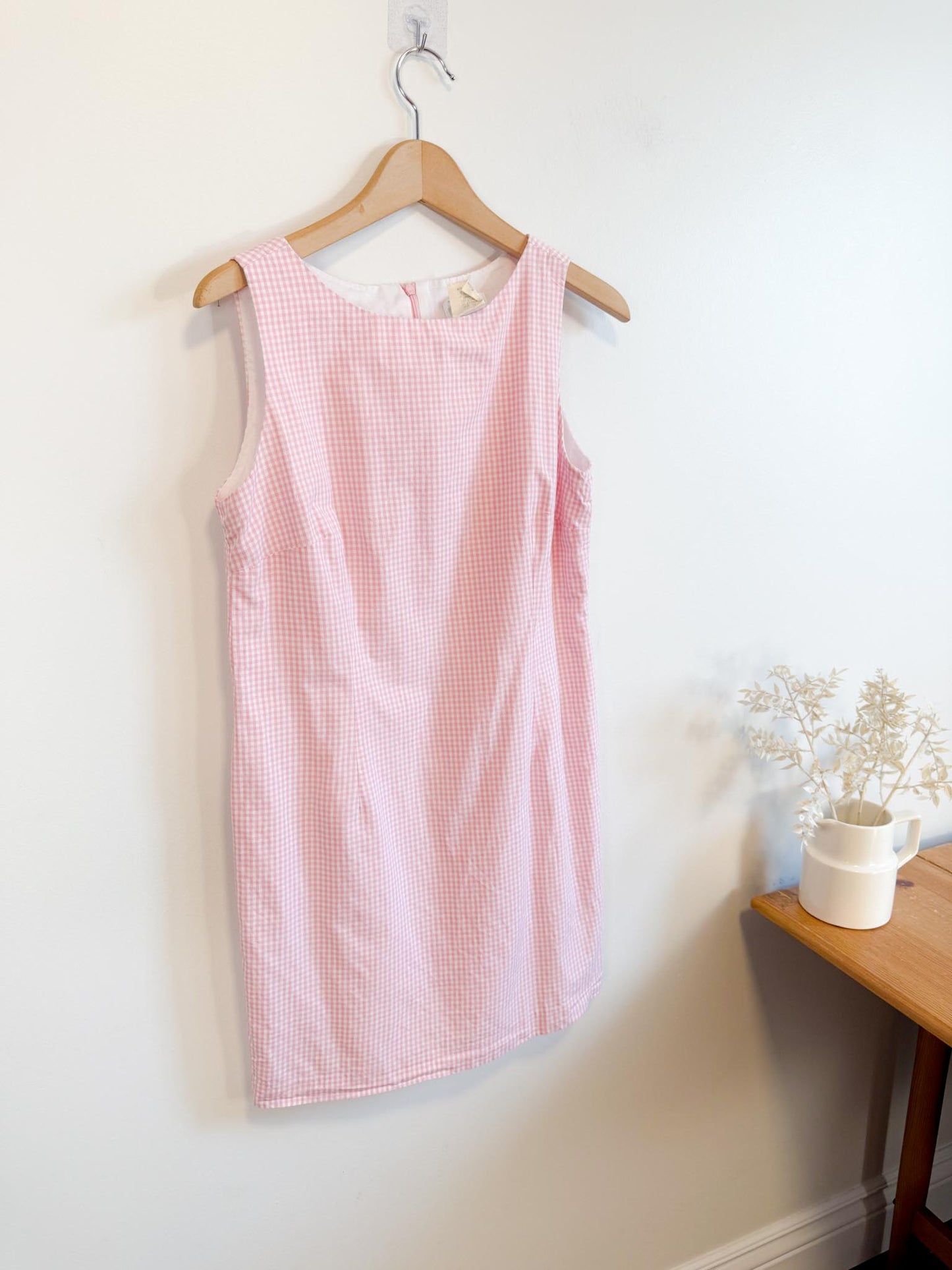 Vintage Gingham Mini Dress in Pink/White (Size S/M)