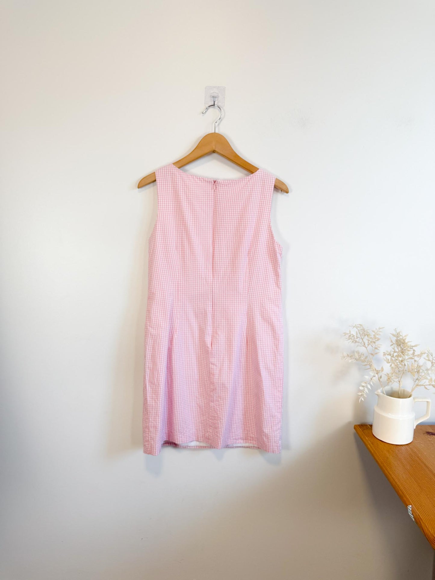 Vintage Gingham Mini Dress in Pink/White (Size S/M)