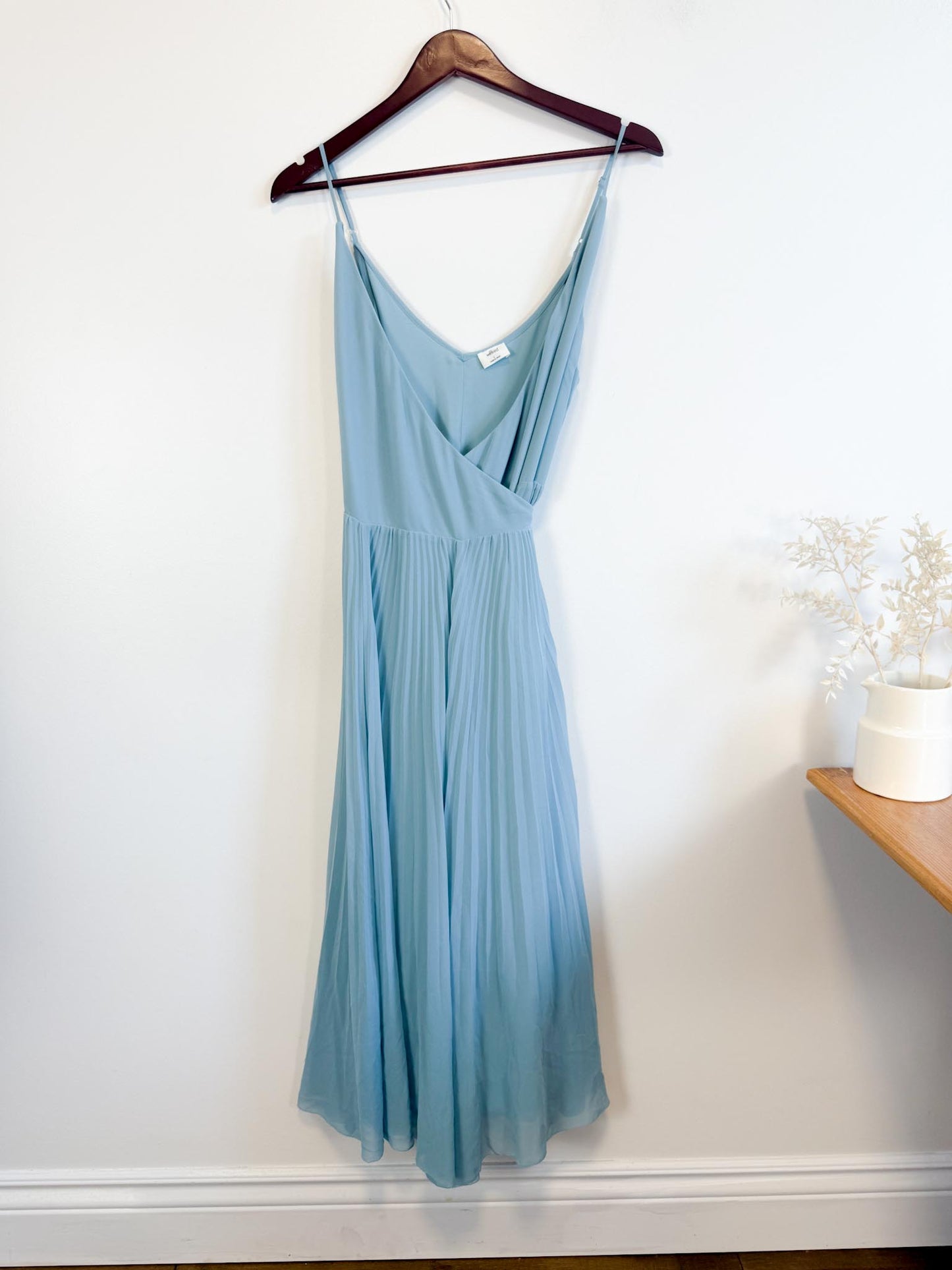 Wilfred "Beaune Midi Pleated Wrap Dress in Pale Blue" (Size L)